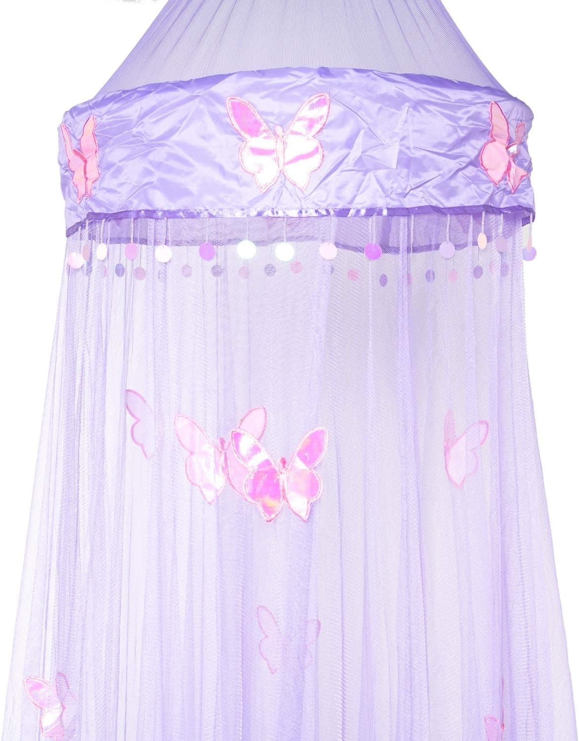 OctoRose Butterfly Round Hoop Bed Canopy | Hanging Canopy Bed Decor | Fits Full Crib, Kids Beds, Twin, Queen, & King |Cute & Aesthetic Canopy Mosquito Netting |100% Polyester Mesh Netting (Purple)