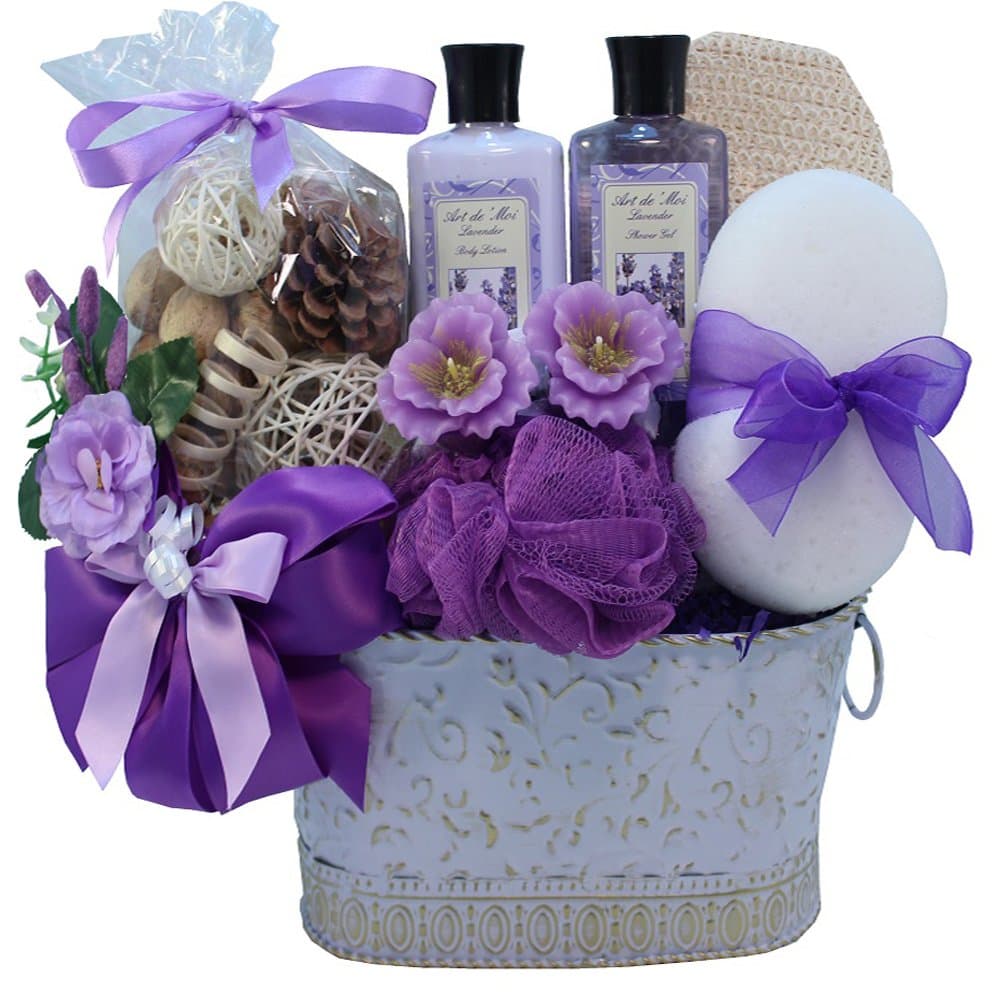 Lavender Renewal Spa Relaxing Bath and Body Gift Basket Set, Medium