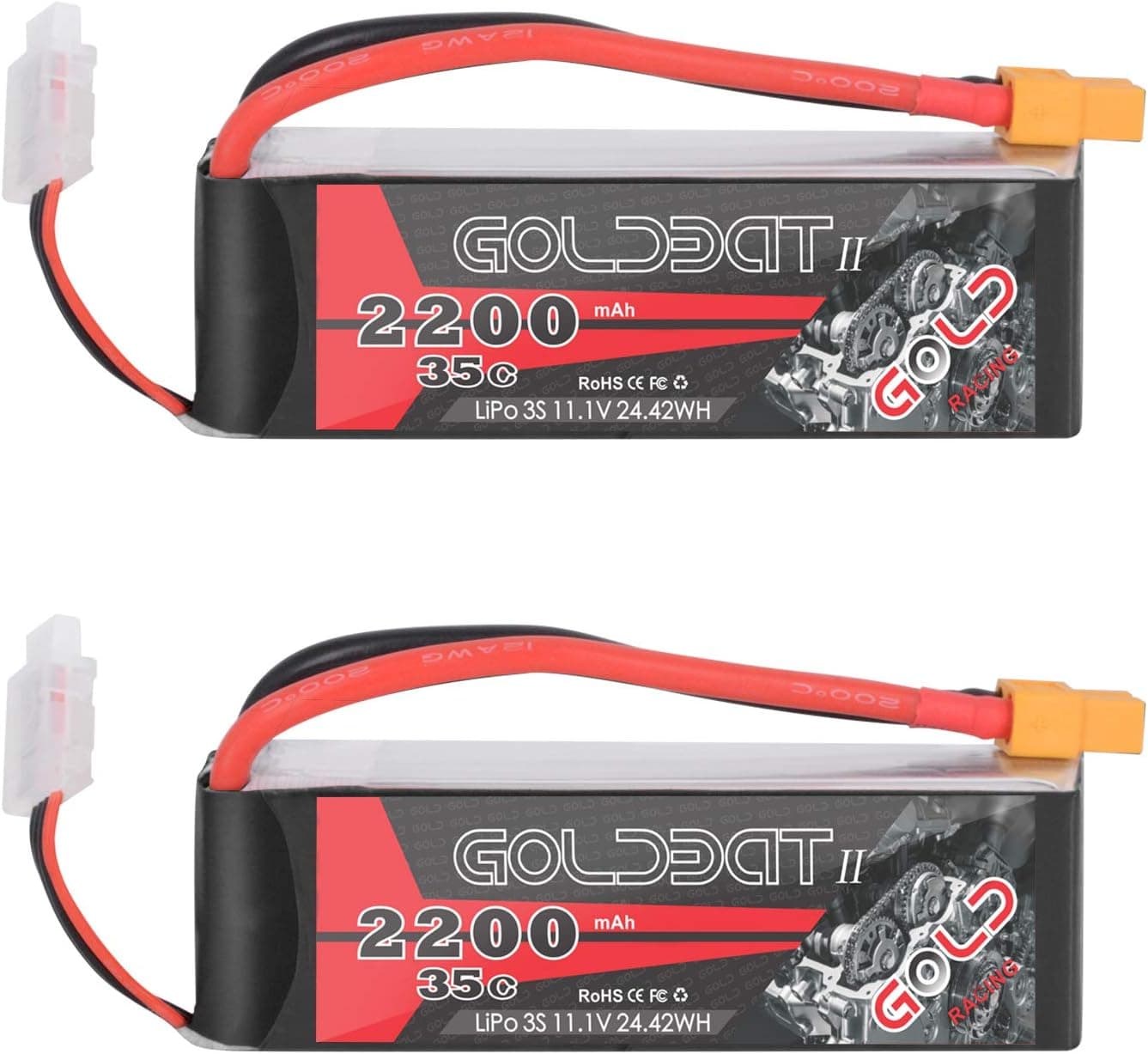 GOLDBAT 3s Lipo Battery 35C 2200mAh 11.1V Lipo Battery with XT60 Connector Soft Case Battery for Airplane RC Quadcopter Helicopter FPV Drone(2 Packs)