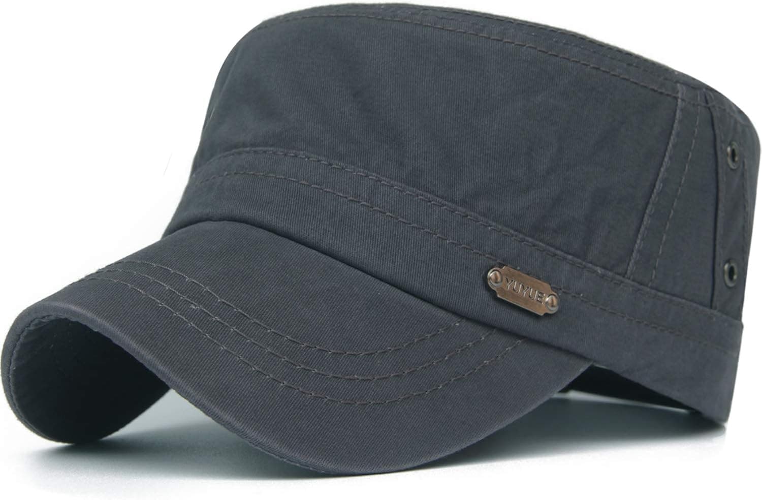 REDSHARKS Men Women Vintage Distressed Washed Cotton Twill Cadet Army Cap Adjustable Military Hat Flat Top Baseball Cap
