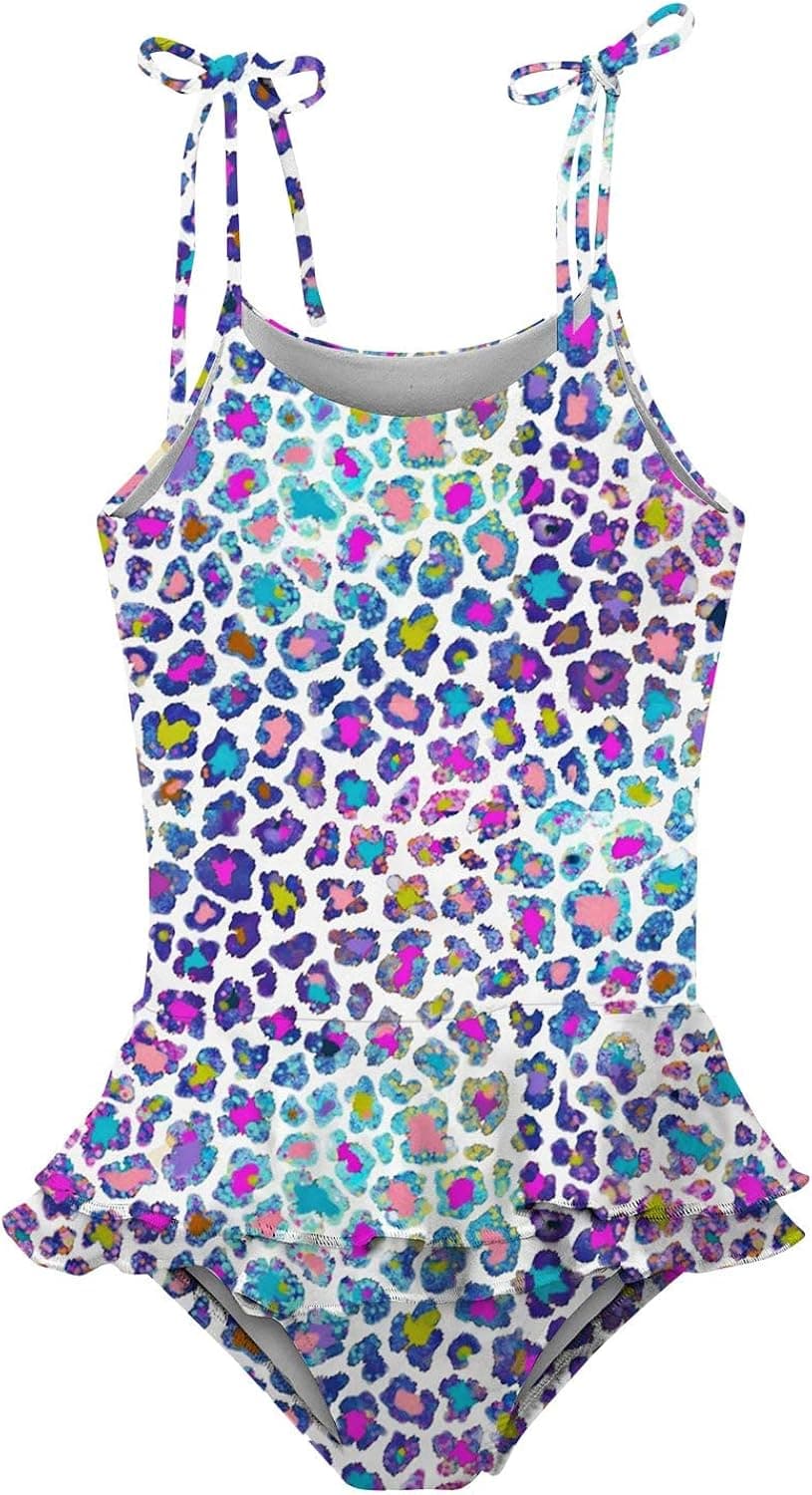 Cutemile Girls One Piece Swimsuit Cute Off Shoulder Quick Dry Bathing Suit with Ruffled Hem 2-9 Years