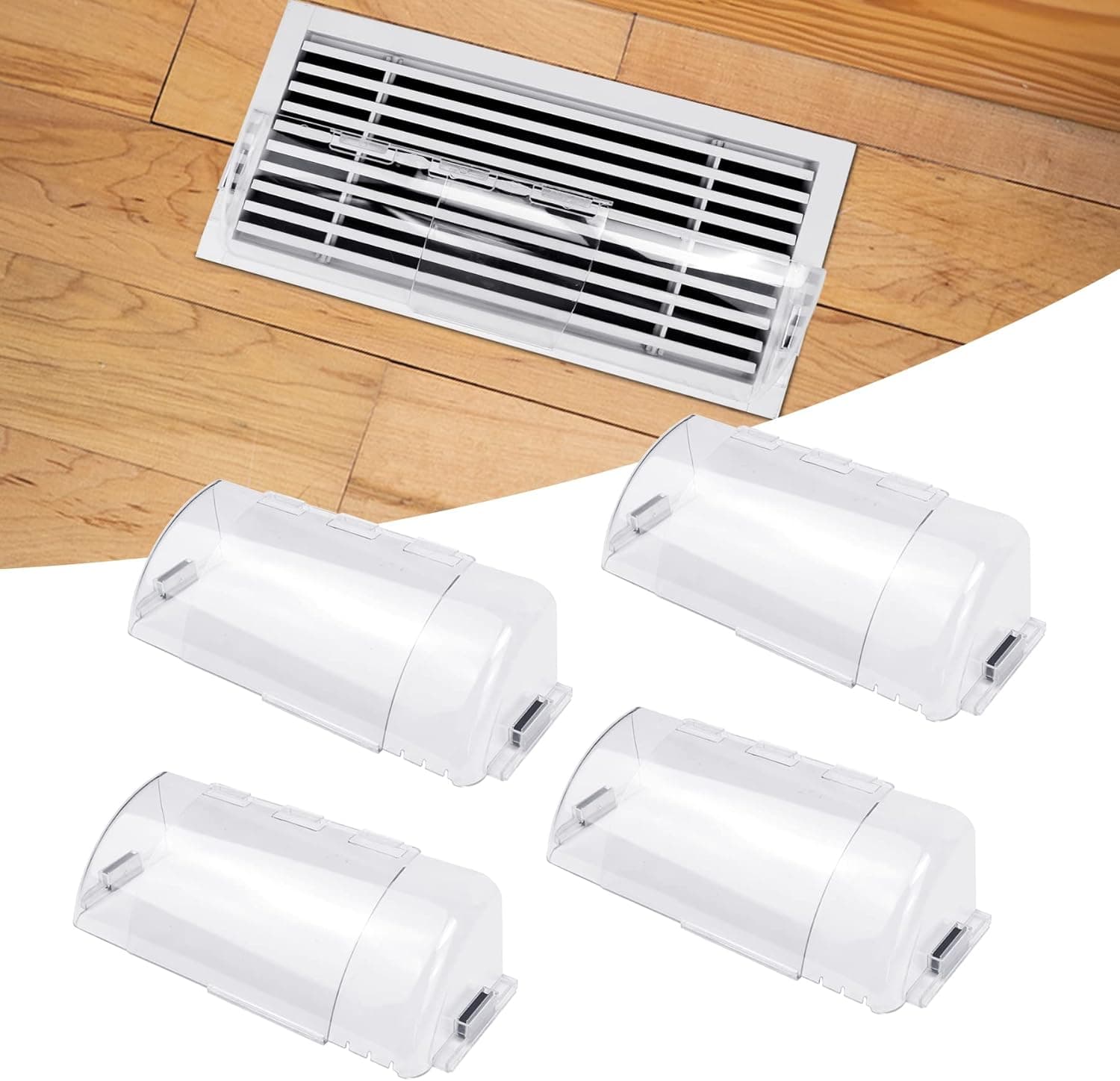 Powrocket Air Vent Deflector,10" to 14" Adjustable Magnetic Air Deflector for Heat and Cool,Air Deflector for Floor Vents,Sidewalls and Ceiling Registers,4 Pack
