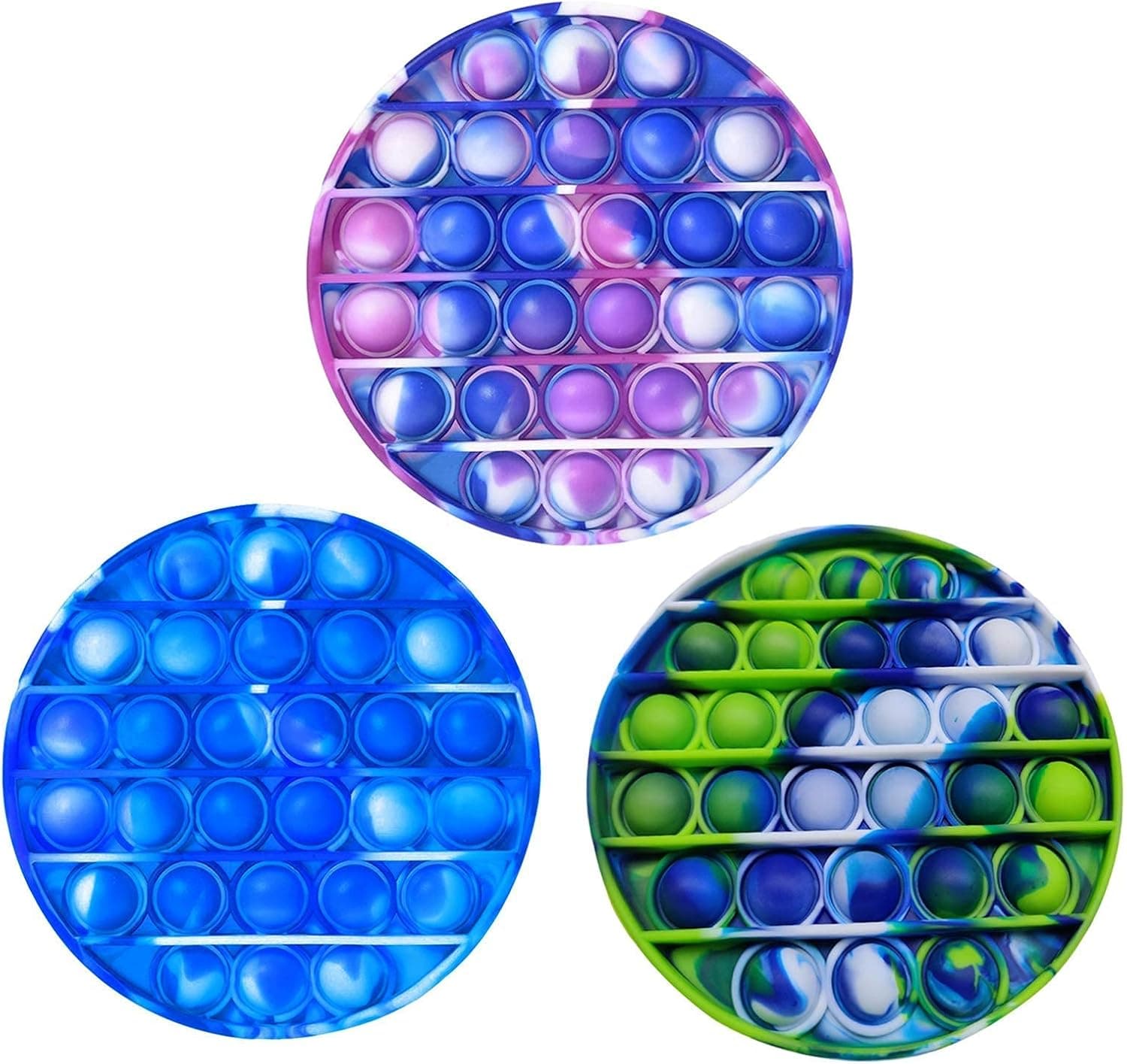 ZNNCO Push Pop Pop Bubble Toy Fidget Bracelet, Durable and Adjustable, Multicolor Stress Relief Finger Press Bracelet for Kids and Adults ADHD ADD Autism (Round)