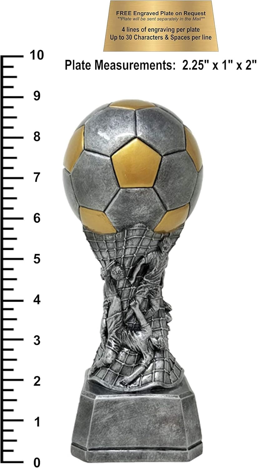 Decade Awards Soccer Team Tower Trophy - Futbol Award - 9 Inch Tall - Engraved Plate on Request