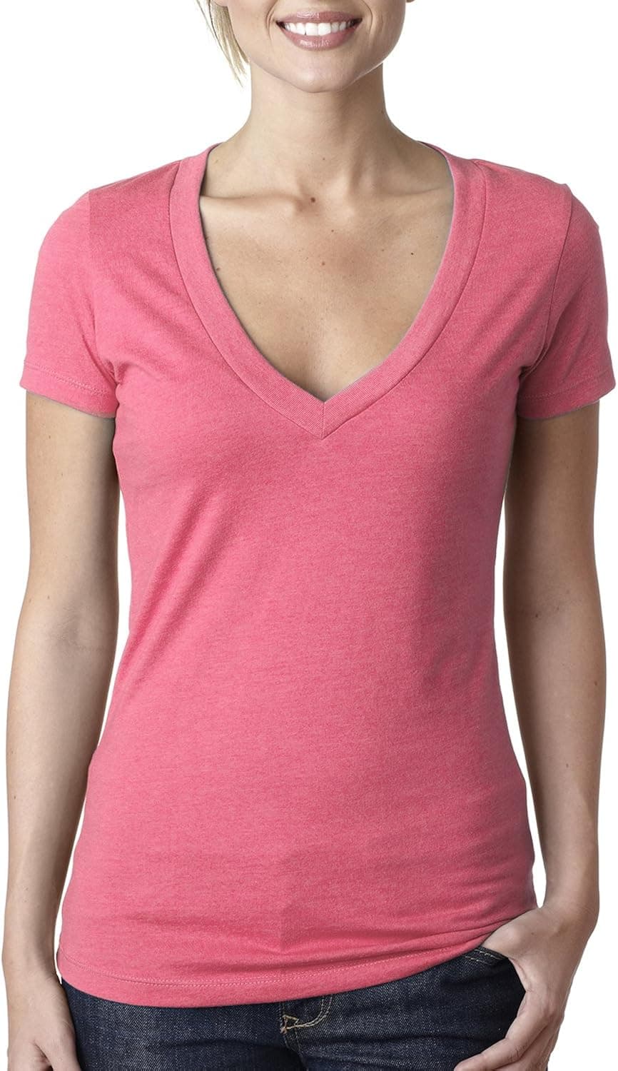 Next Level Apparel Women's CVC Deep V-Neck T-Shirt
