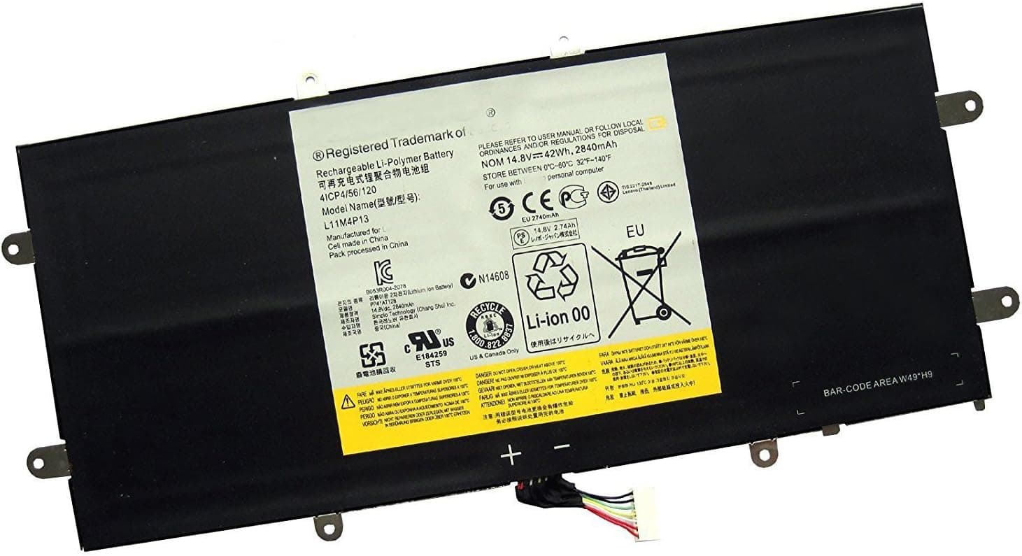 ZWXJ Laptop Battery L11M4P13(14.8V 42Wh 2840MAH)For Lenovo IdeaPad Yoga 11 11S Ultrabook L11M4P13 4ICP4/56/120