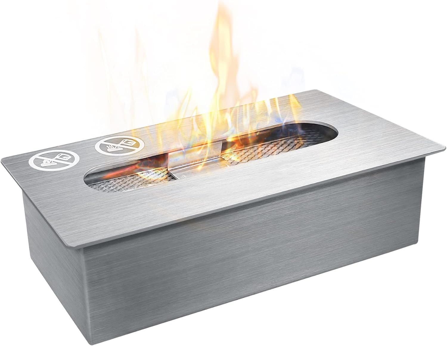 Tabletop Fire Pit Burner, Indoor Outdoor Ventless Table Styled Firepits Portable Fire Bowl Pot Insert, Real Flame Like Gel Fireplaces or Wood Log Fire Pit Wick, Stainless Steel