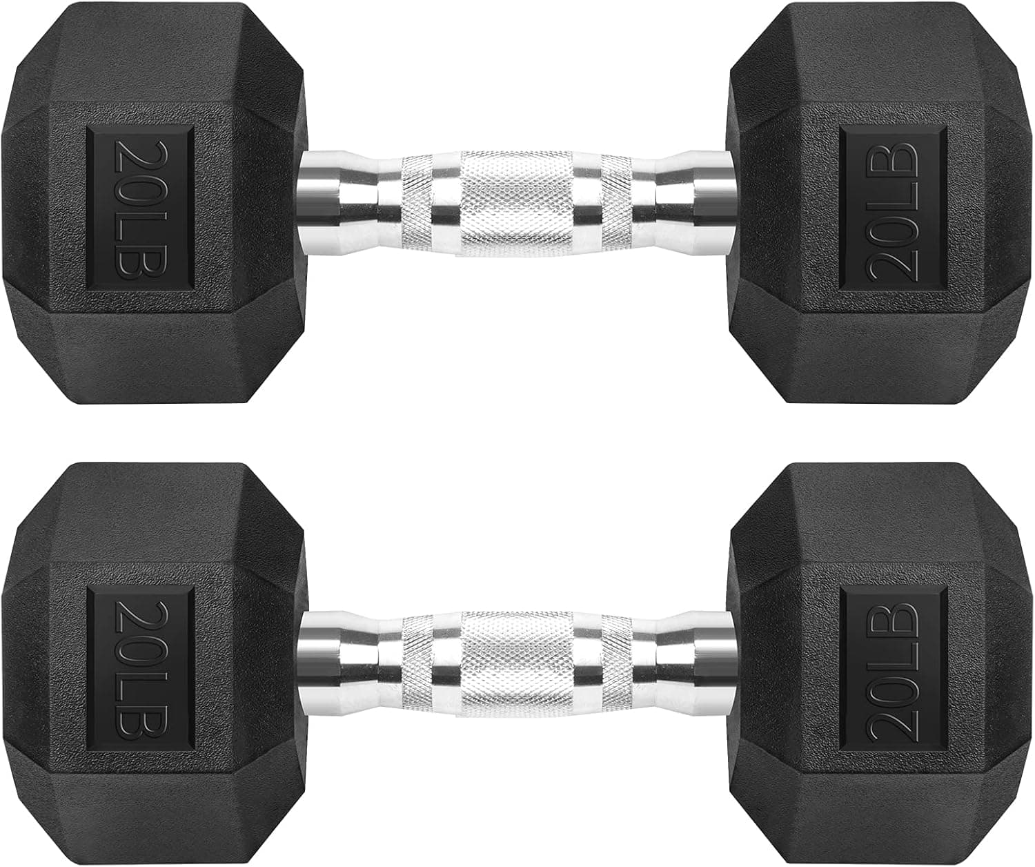 Hex Dumbbells Rubber Coated Cast Iron Hex Black Dumbbell Free Weights for Exercises