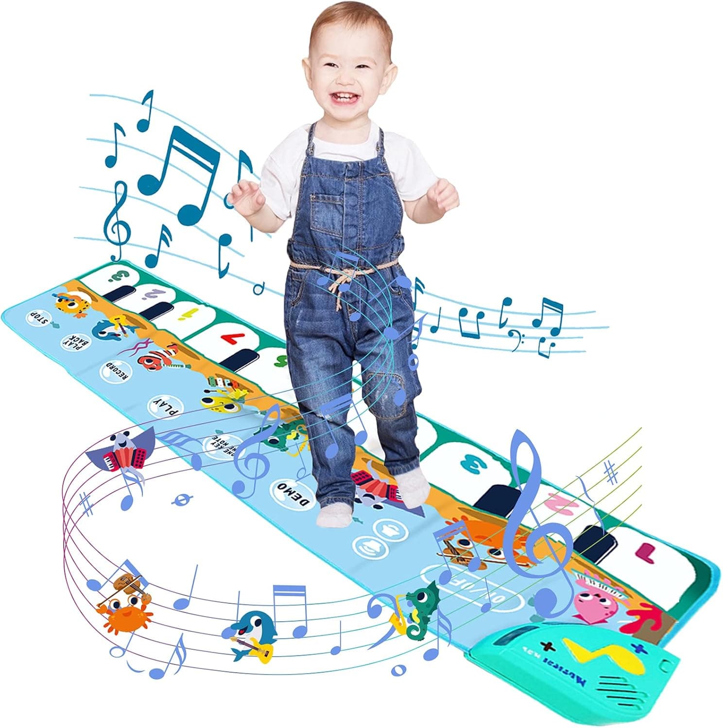 IULONEE Kids Piano Mat, Musical Keyboard Carpet Piano Playmat Electronic Music Dance Mat Portable Play Recorder Blanket Non-Slip 42.91'’x14.17'’ Early Education Toy Birthday Xmas Gift for Boys Girls
