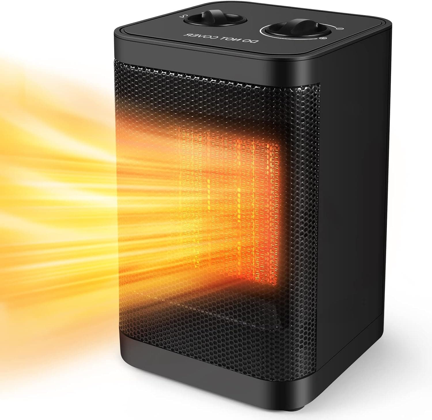 Space Heater, 1500W/750W Portable Electric Space Heaters,Tip Over and Overheat Protection, Safe and Quiet, for Bedroom, Office and Indoor Use (Black)