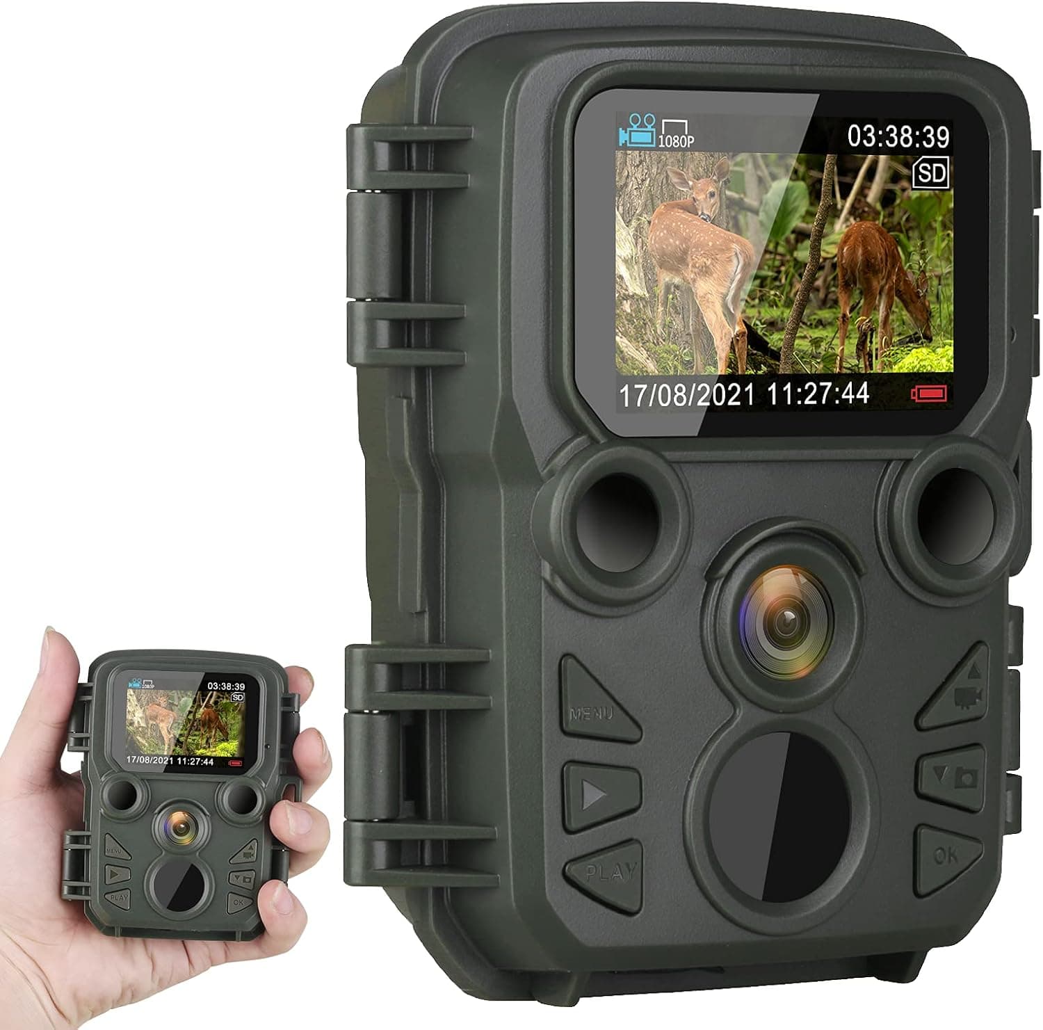 ArzzuNiu Mini Trail Camera Night Vision 12MP 1080P Game Camera with Night Vision Motion Activated Waterproof for Wildlife Monitoring