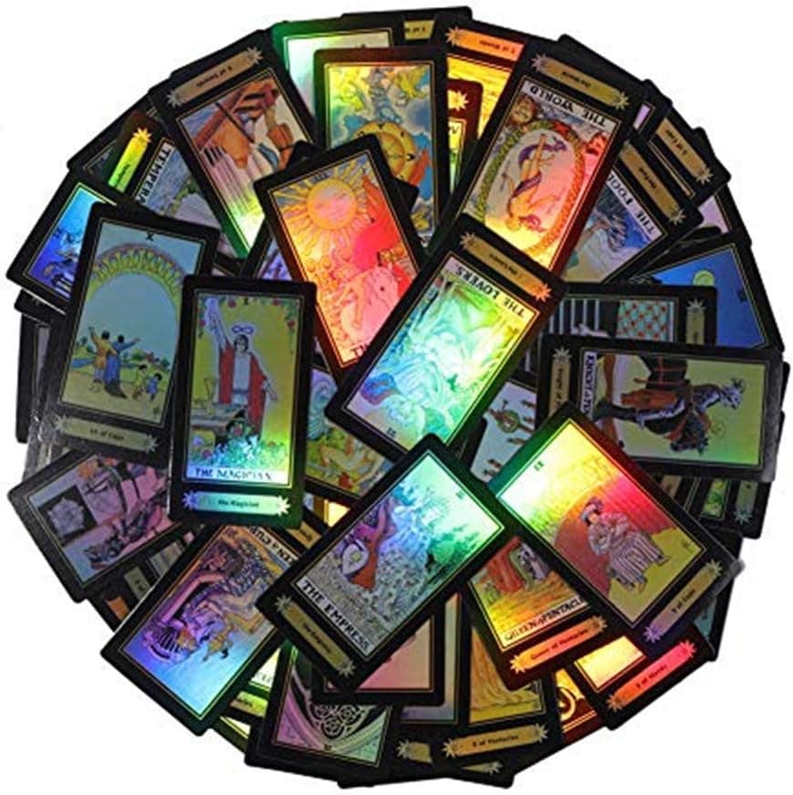 78Pcs/Set Shiny Tarot Cards Beautiful Rider Waite Tarot Future Telling Game Cards Set for Beginner Board Game (English Edition)