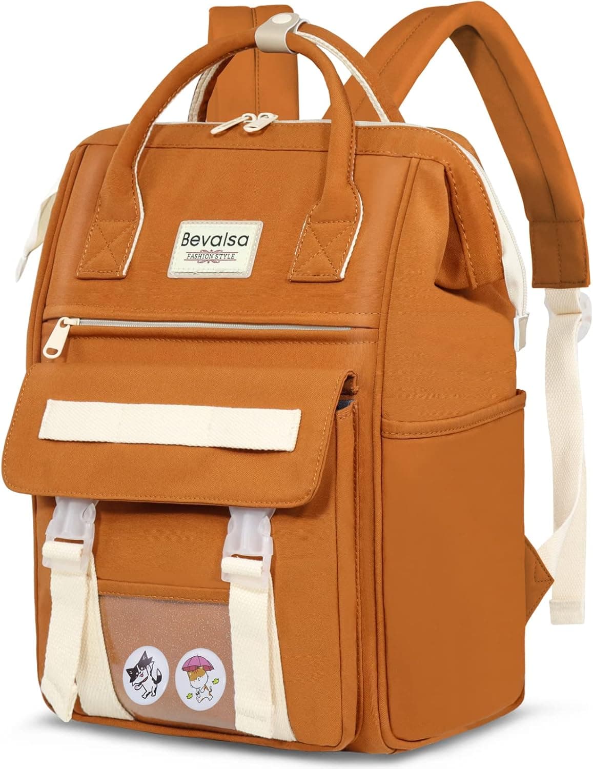 Bevalsa Laptop Backpack 15.6 Inch Stylish College School Bag/Casual Daypacks/Work Bags/Travel Backpack for Women Men for Teens Girls Anti-Theft (Brown)