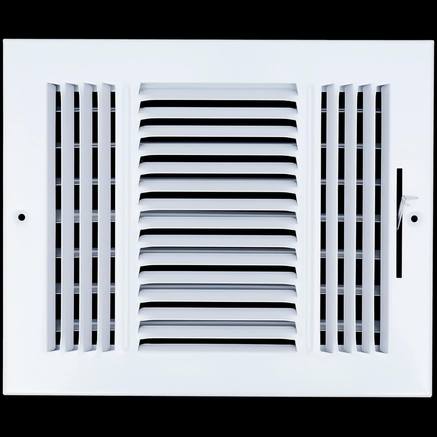 Handua 10"W x 8"H [Duct Opening Size] 3 Way Steel Air Supply Diffuser | Register Vent Cover Grill for Sidewall and Ceiling | White | Outer Dimensions: 11.75"W X 9.75"H for 10x8 Duct Opening
