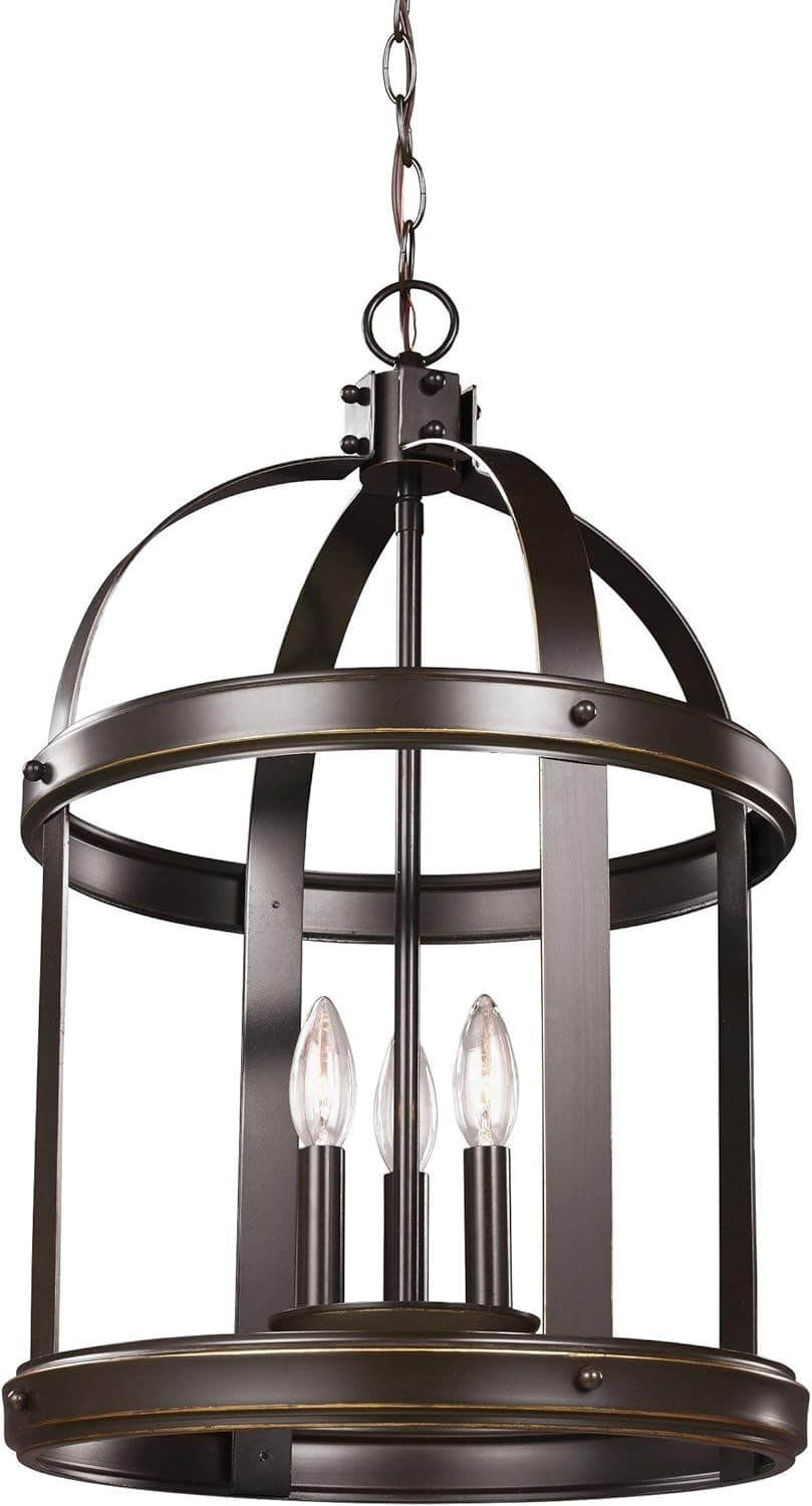 Sea Gull Lighting 5240703-782 Lonoke Medium Three-Light Hall / Foyer Hanging Modern Light Fixture, Heirloom Bronze Finish