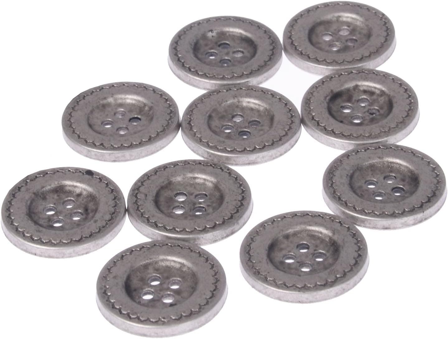 Mibo ABS Metal Plated Button 4 Hole Moroccan Design Pattern 24 Line Matt Antique Nickel (12pc)