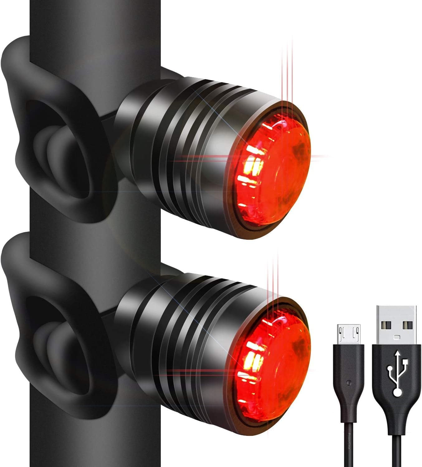 USB Rechargeable Bike Tail Lights, LED Super Bright Bicycle Rear Light Runs for 26 Hours, 3 Light Mode Fits All Mountain Bikes, Road Bicycle, Backpacks, Waterproof & Install in Seconds