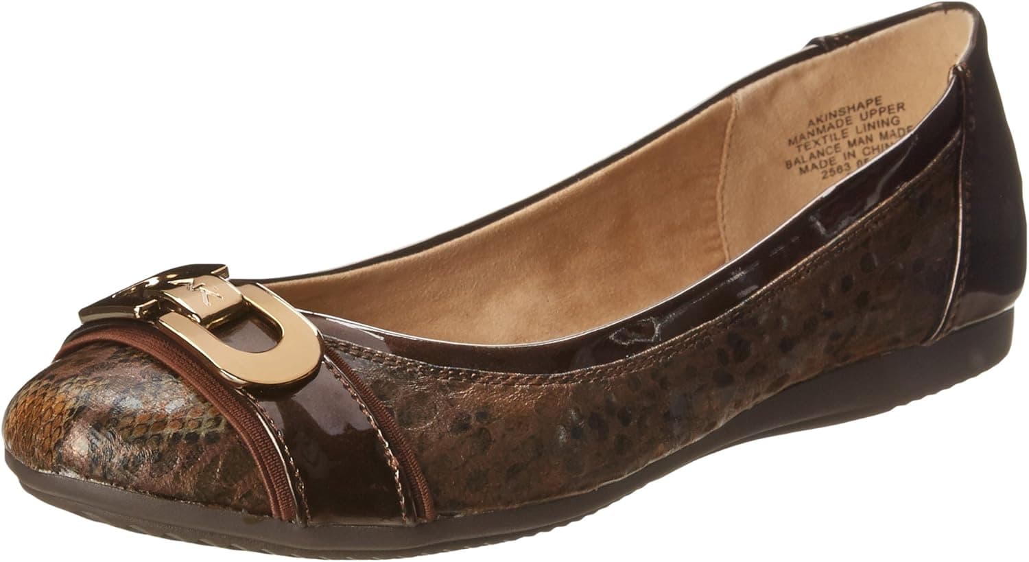 Anne Klein Sport Women's Inshape Synthetic Ballet Flat,Bronze,10 M US