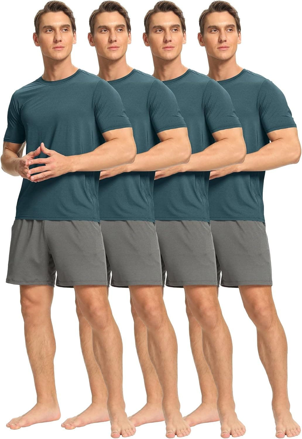Men's Sport Crew T-Shirt Workout Shirts Training Short Tee Sleeve Multipack Dry Fit Casual Workout