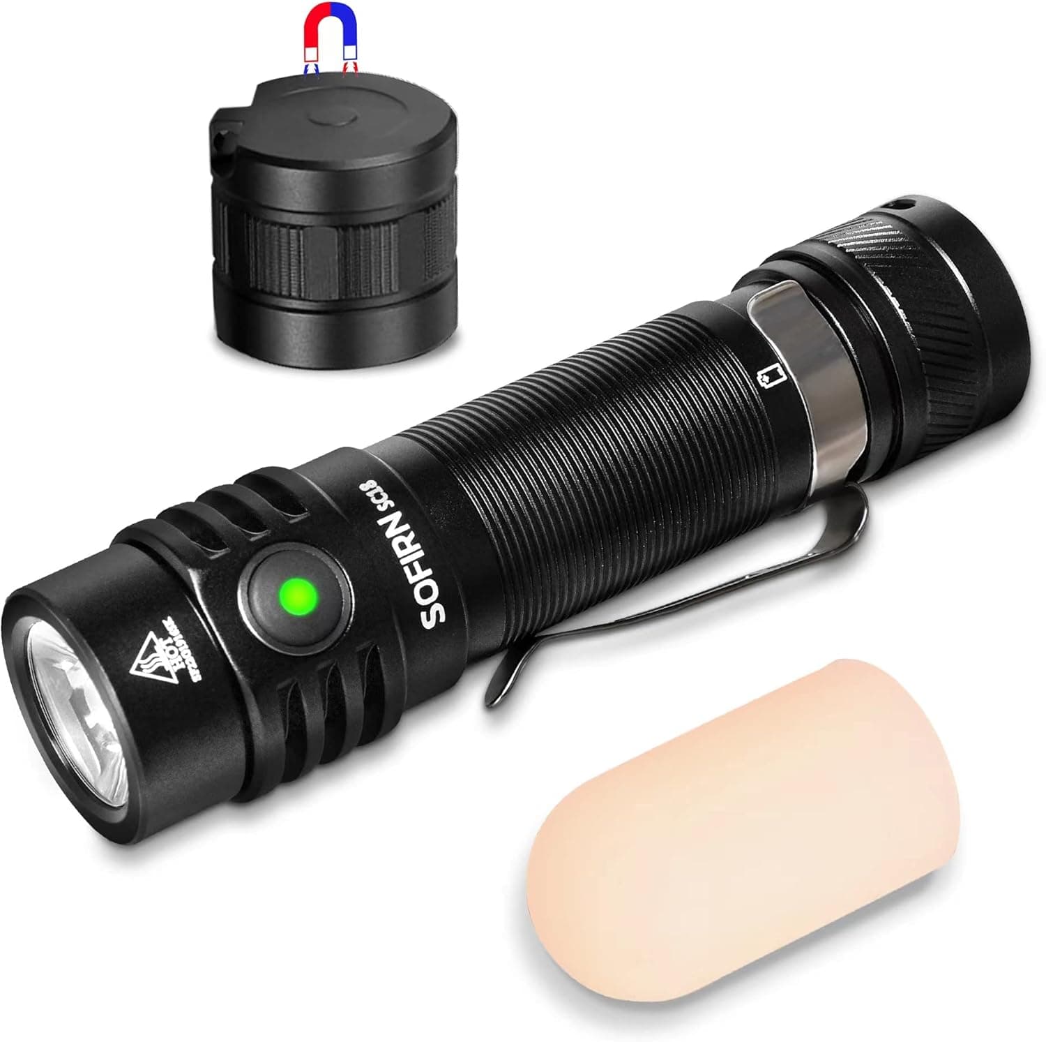 77outdoor EDC Small Rechargeable Flashlight, Sofirn SC18 1800 High Lumen Flashlight, Super Bright Pocket Light with Powerful SST-40 LED, Type C Charging Port,Magnetic Base Tail Cap and Diffuser