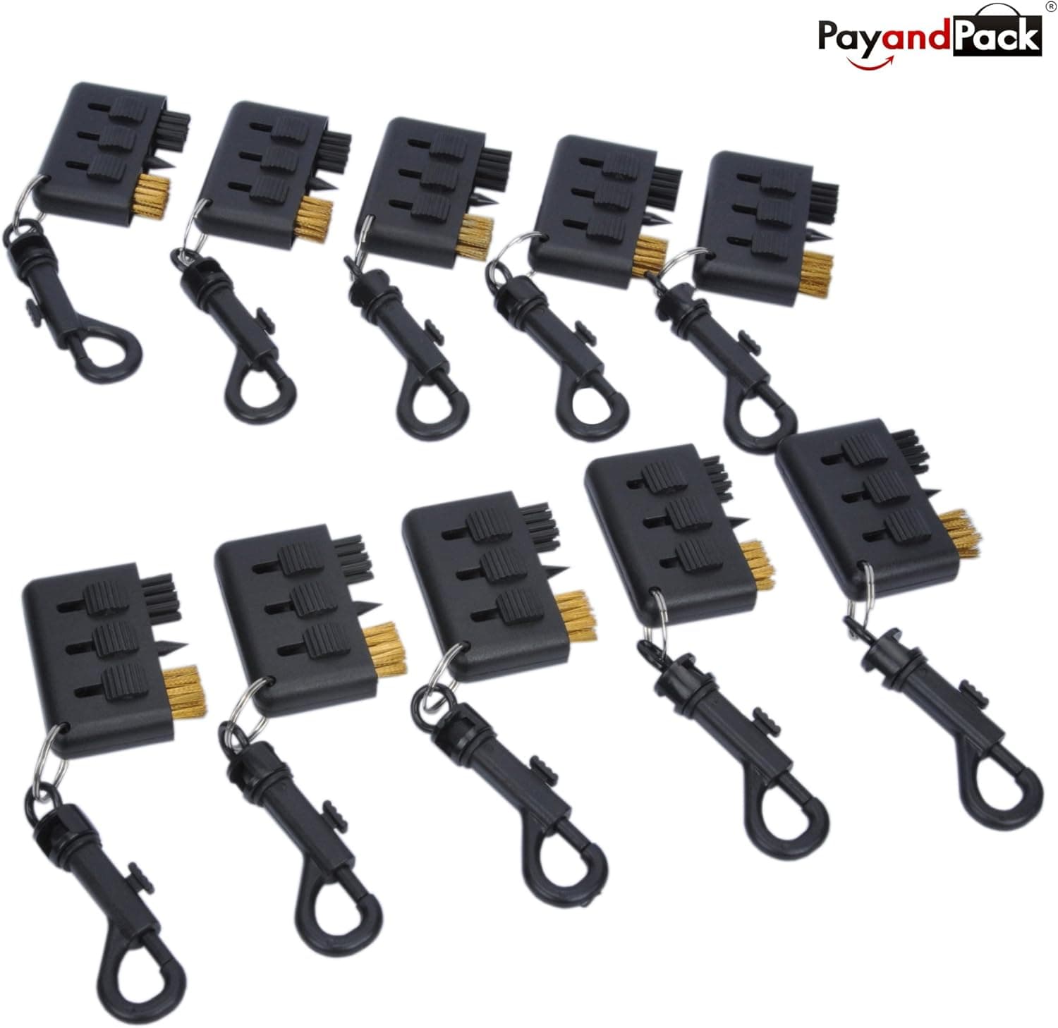 PayandPack 3-in-1 Golf Club Head Brush Groove Cleaner Tool w/Clip Backspin 10-PK