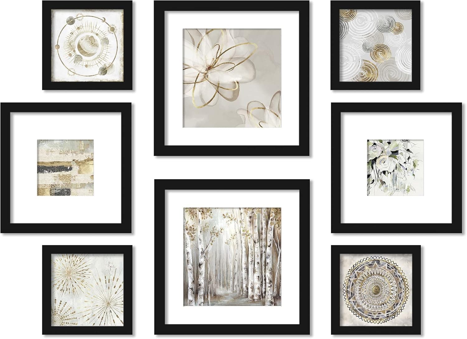 Americanflat Gardenia Gold 8 Piece Framed Gallery Wall Art Set