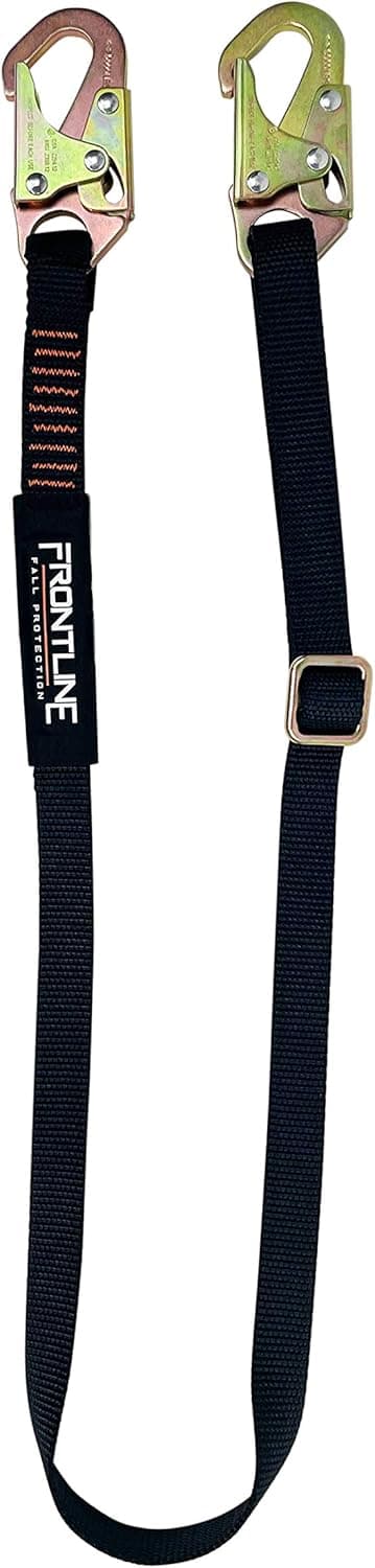 Frontline Fall Protection LPO61SADJ Combat™ 6' Positioning Adjustable Restraint Lanyard | Workers | Shock Absorbing | ANSI Z359.13 & OSHA Applicable Standards