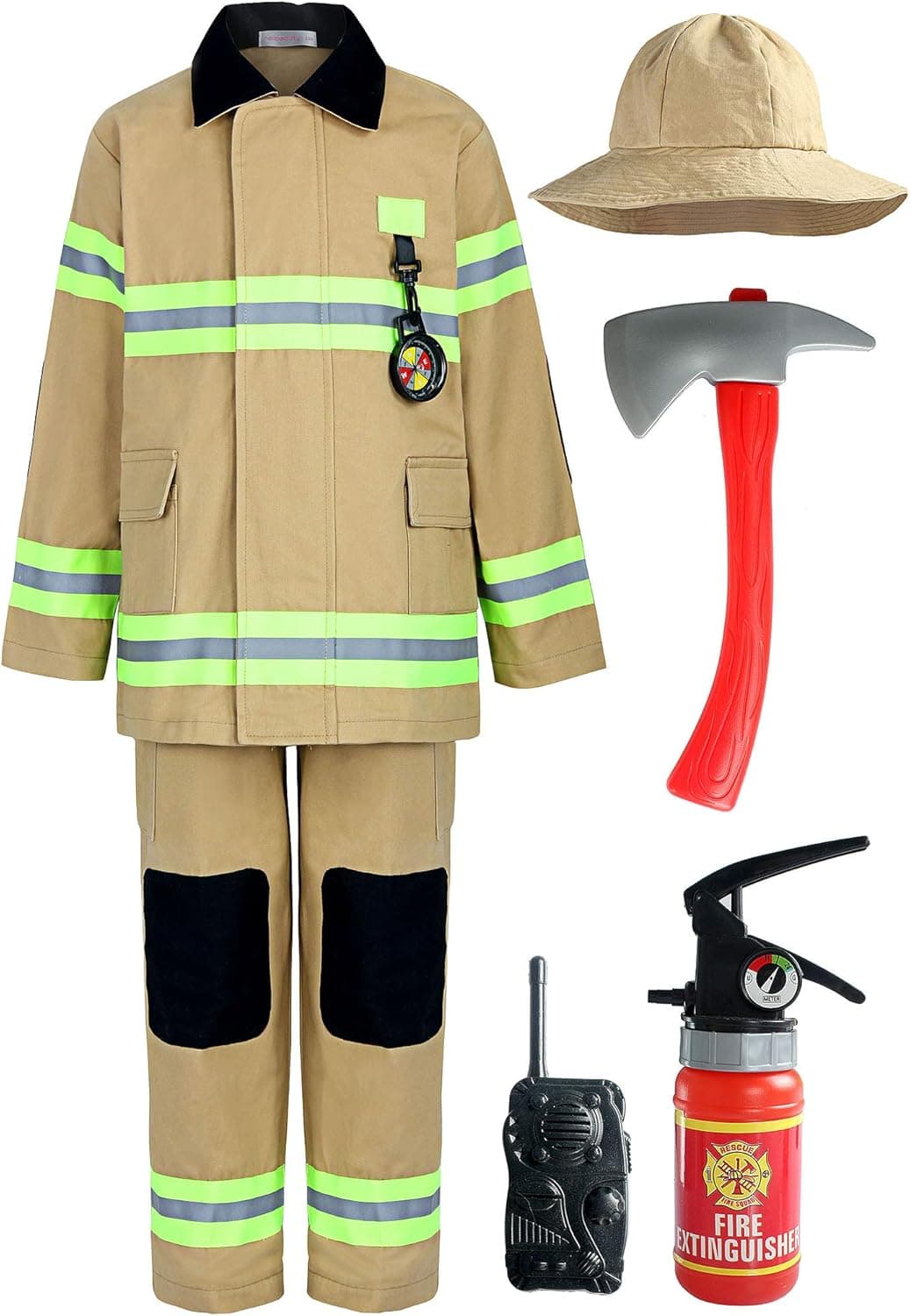 ReliBeauty Children Firefighter Role Play Fireman Costume for Kids