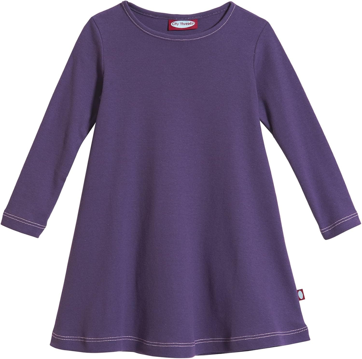 City Threads Girls' 100% Cotton Long Sleeve Dress - Active Kids School, Playing, Parties - Made in USA