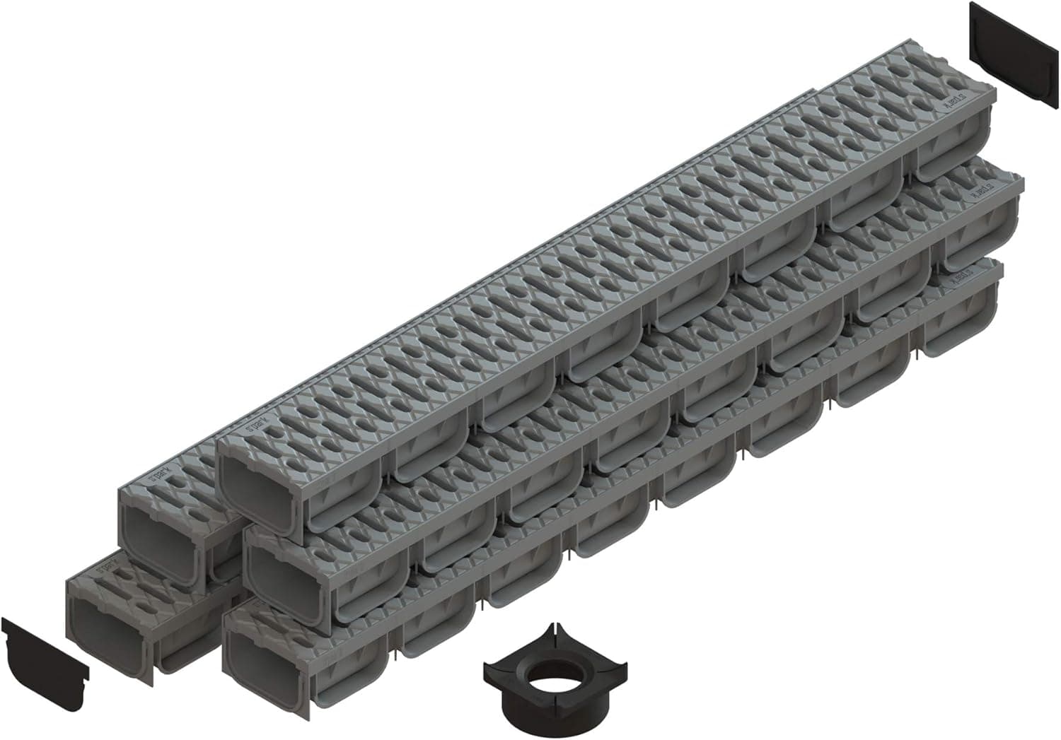 Vodaland - 4 Inch Trench Drain System with Grate - Gray - Easy 2 (5)