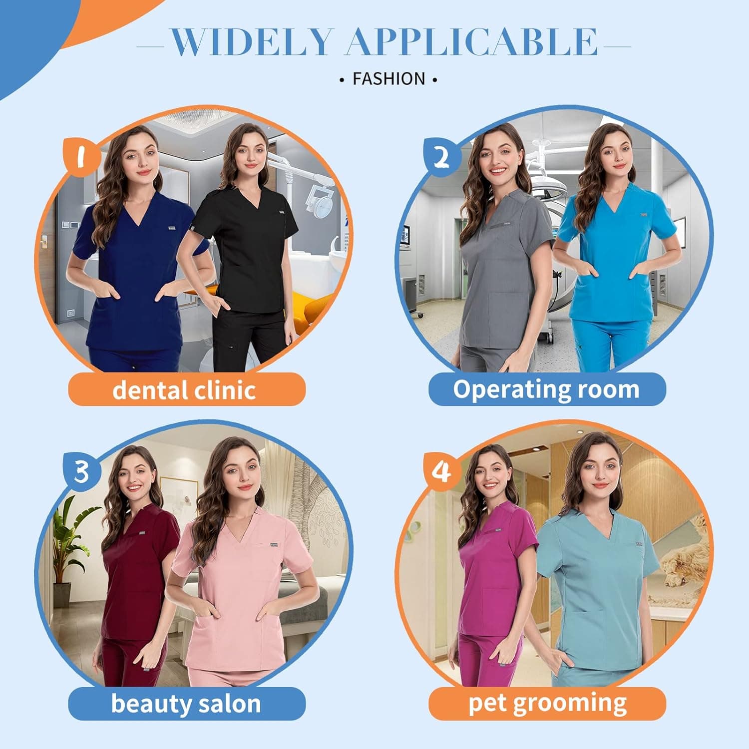 niaahinn Scrub for Women Scrubs Top with Classic V-Neck & Yoga Jogger Pants Medical Nursing Uniform Scrub Set