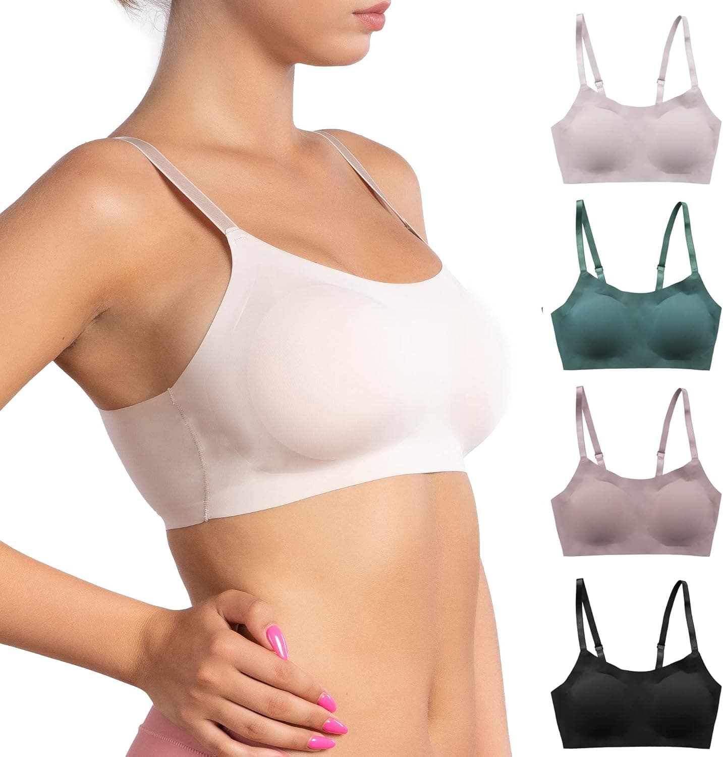 Alyce Ives Intimates Laser Cut Seamless Womens Lounge Bralette, Pack of 4