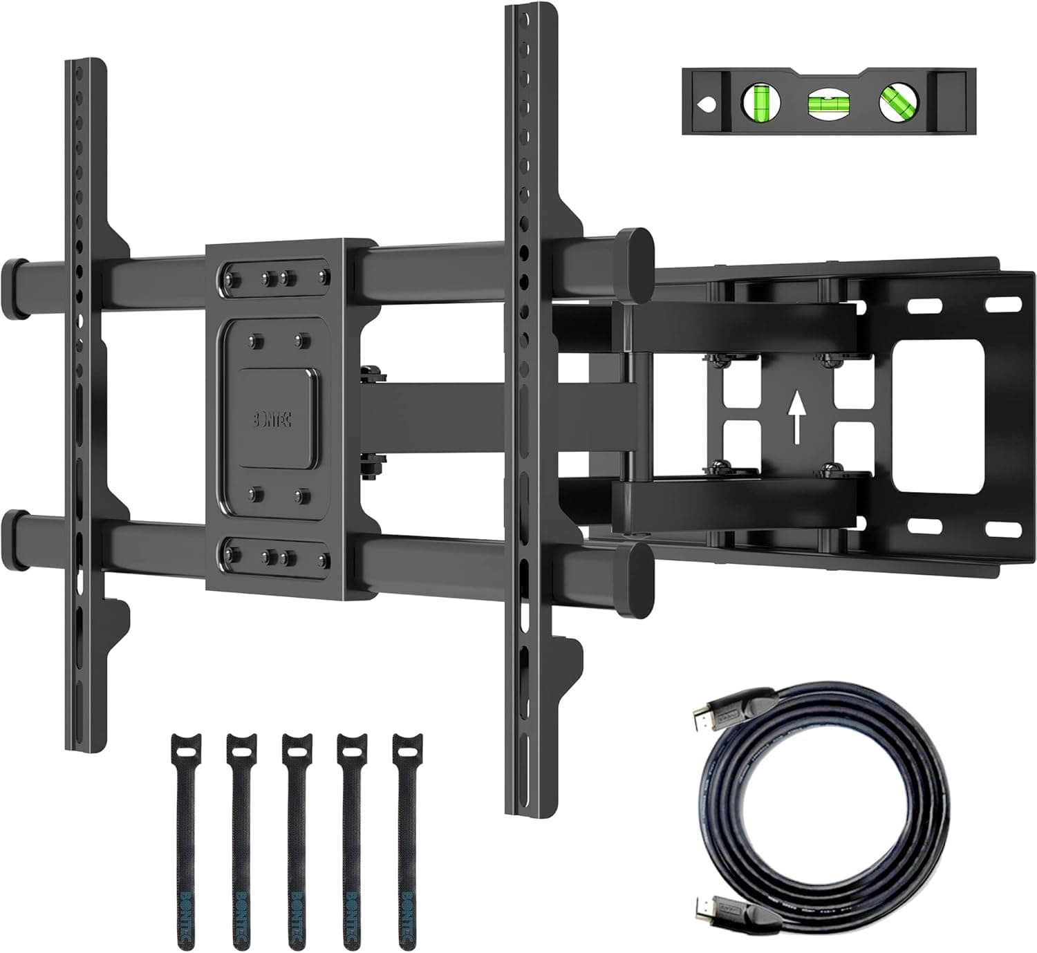 BONTEC Full Motion TV Wall Mount for 32-85 inch LED LCD OLED TVs, Swivel Tilt Level TV Mount Bracket with Articulating Dual Arms Hold up to 132lbs, Max VESA 600x400mm, Fits 12” 16" Studs