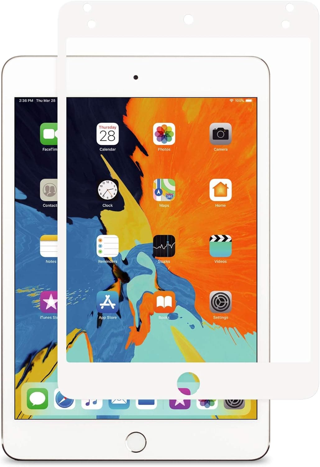 Moshi iVisor AG Screen Protector for iPad Mini 5 2019, Washable & Reusable, Reduce Fingerprints & Smudging, Compatible with iPad Pencil, White (Clear/Matte)