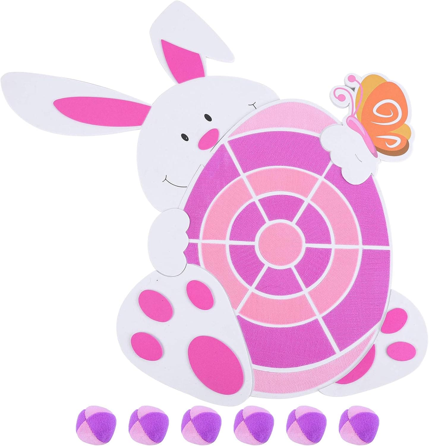 Aneco Easter Bunny Easter Egg Dart Board Sticky Balls Toys Games DIY Spliceable Dart Board Kit with 6 Sticky Balls for Indoor and Outdoor Sports Games
