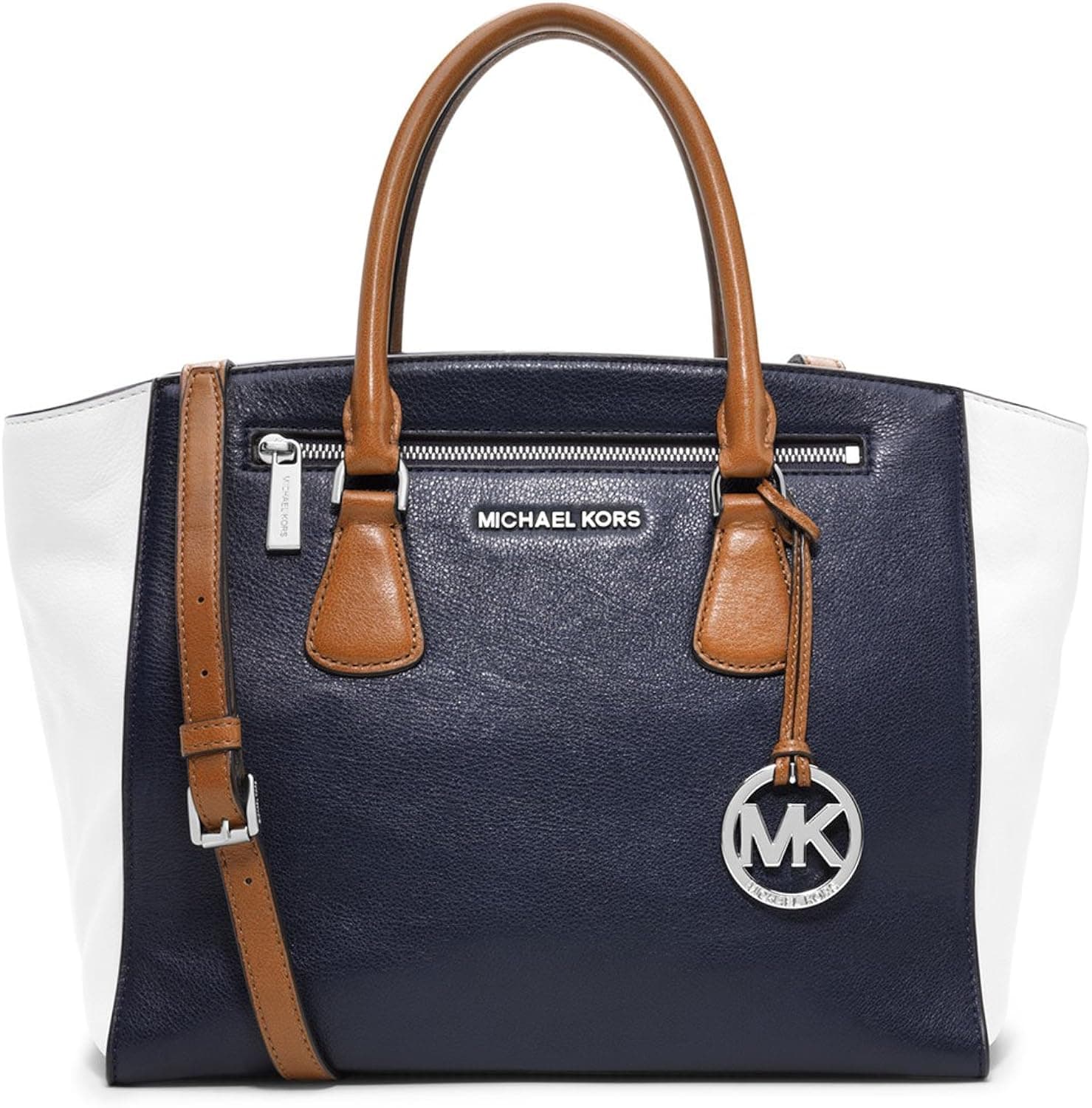 MICHAEL Michael Kors Large Sophie Satchel in Navy/ White/ Cedar