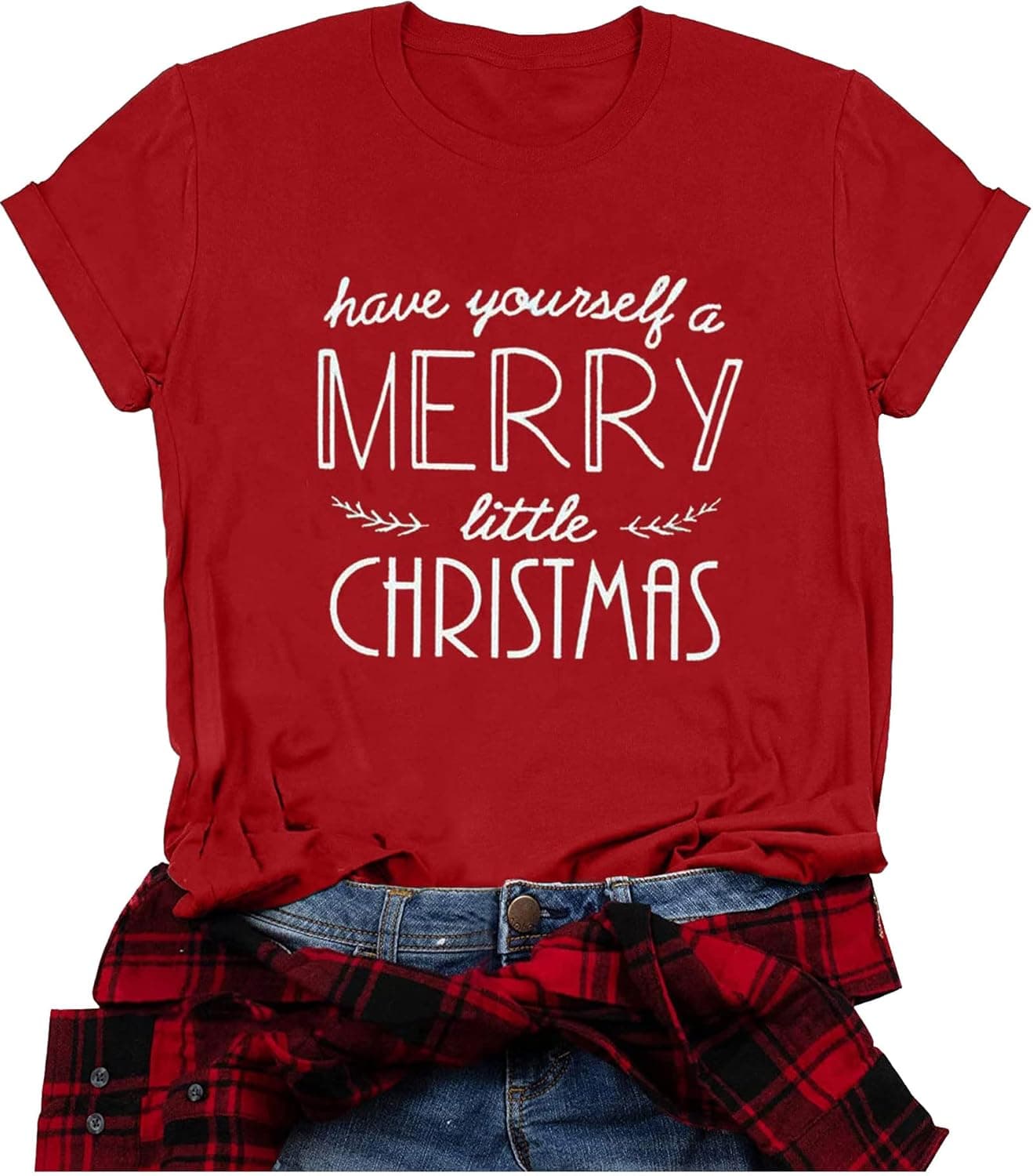 Have Yourself a Merry Little Christmas T Shirt Tees Women Short Sleeve O Neck Tees Tops