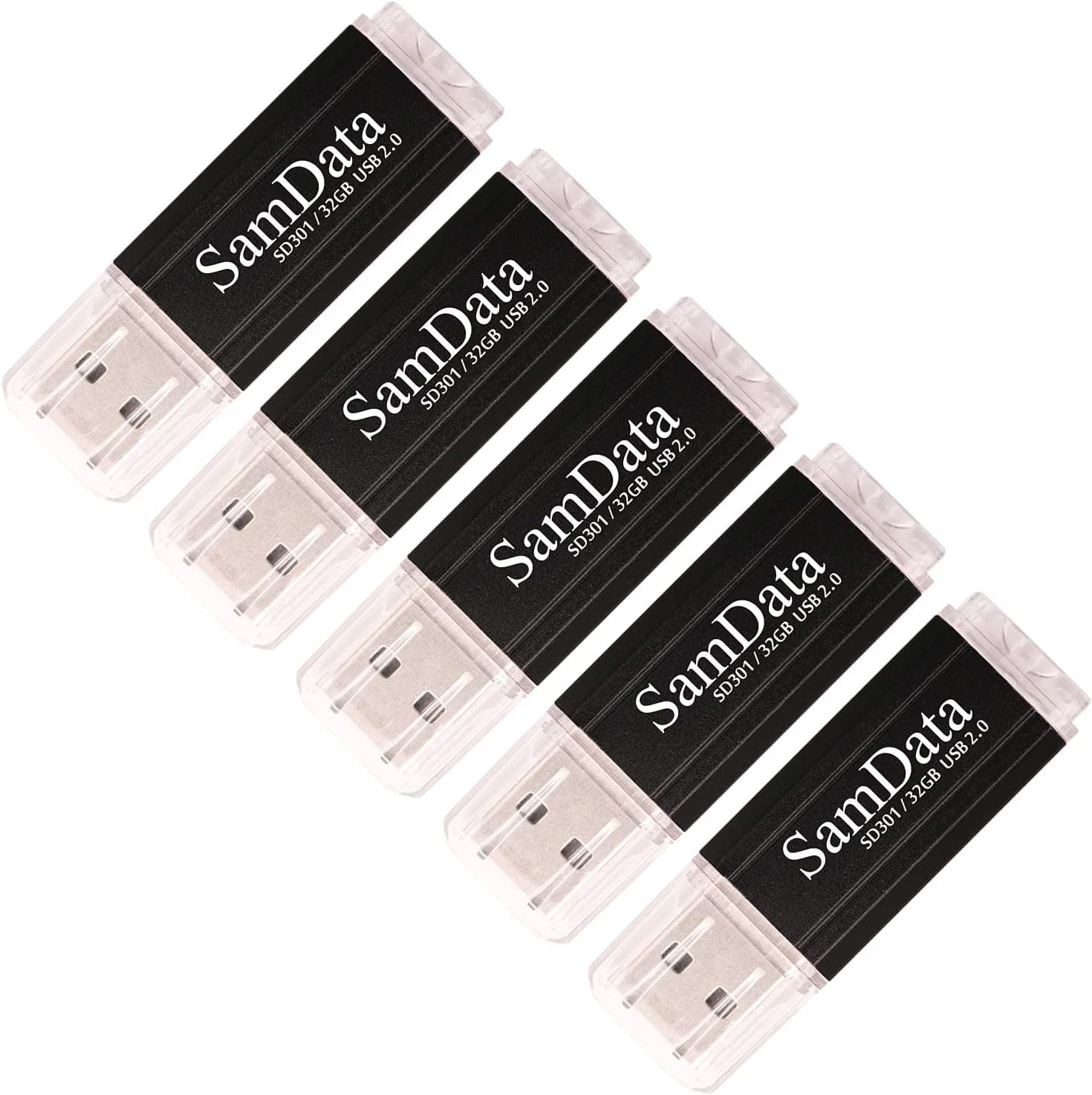SamData 5 Pack 32GB USB 2.0 Flash Drive Thumb Drive Memory Stick Pen Drives Jump Drive for Data Storage (5Pack Black)