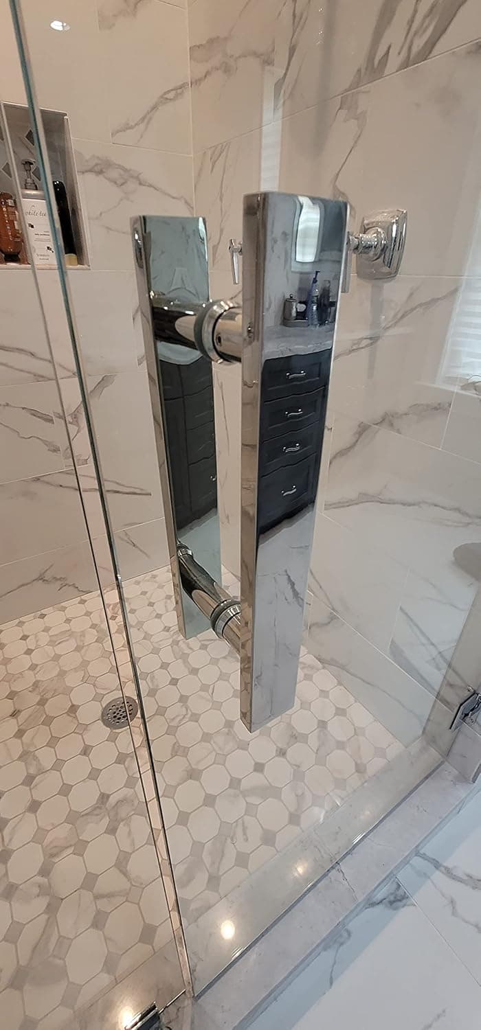 Shower Door Handle Squara Polished Chrome 8inch Hole Span