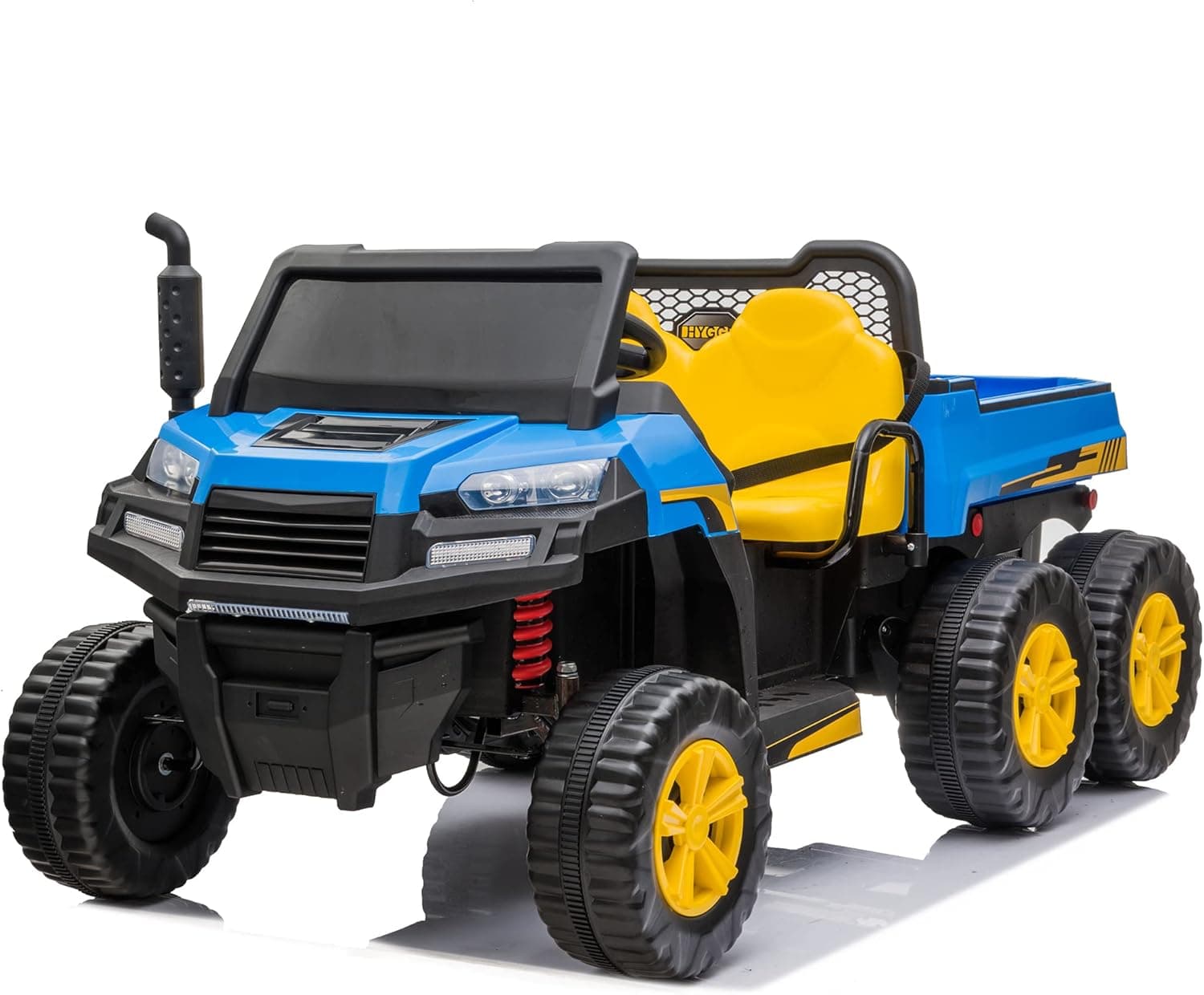 sopbost 12V 14Ah Ride on Truck 2 Seater Ride-on UTV with Large Dump Bed 6 Wheels Ride on Car for Kids with Remote Control, 4WD Ride on Toys with Headlight & Shift Knob for Toddler Tractor, Blue