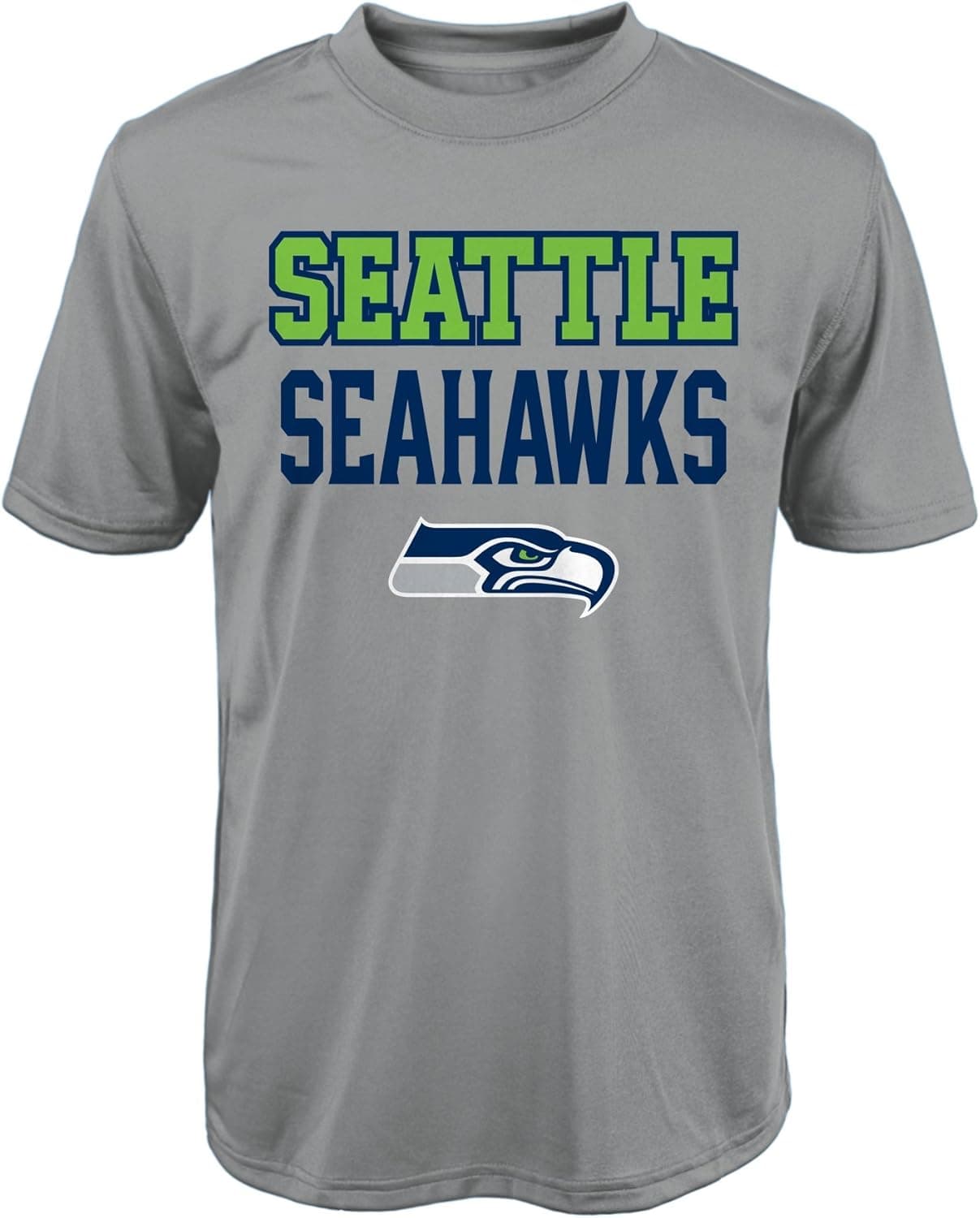 Outerstuff NFL Seattle Seahawks Youth Short Sleeve Name and Logo Poly Tee (Age 4-18)