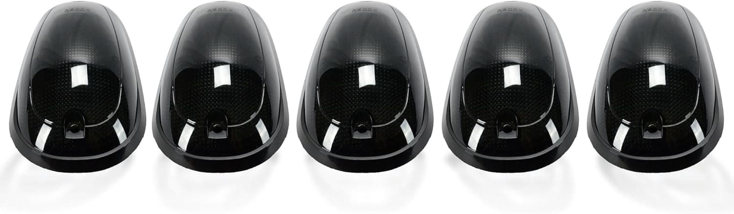 Dodge 03-15 Heavy-Duty 2500 & 3500 (5-Piece Set) Smoked Cab Roof Light Lens with White LED's - Complete Kit With Wiring & Hardware