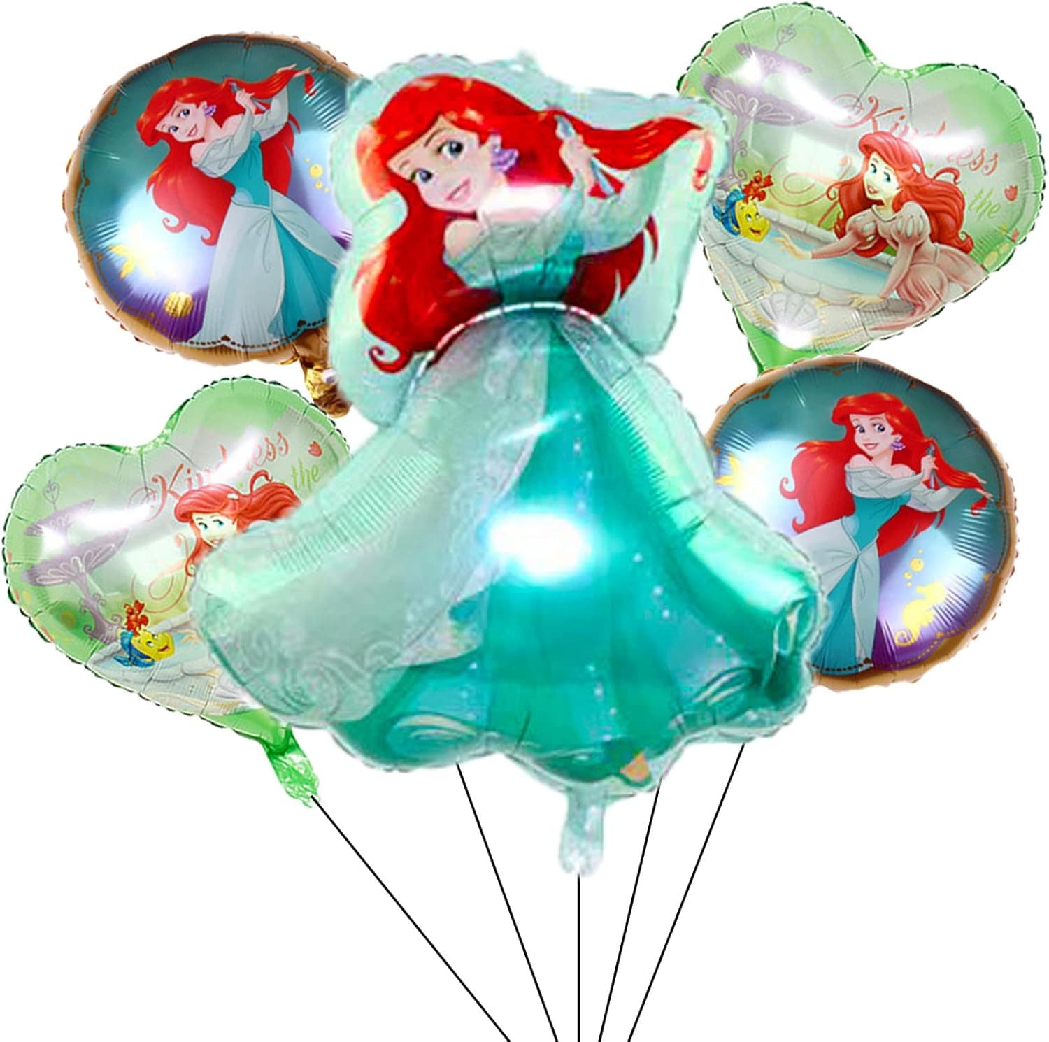 ALLPICK Mermaid Foil Balloons Birthday Party Supplies 5PCS Mermaid Mylar Balloons for Mermaid Under The Sea Ariel-Themed Party
