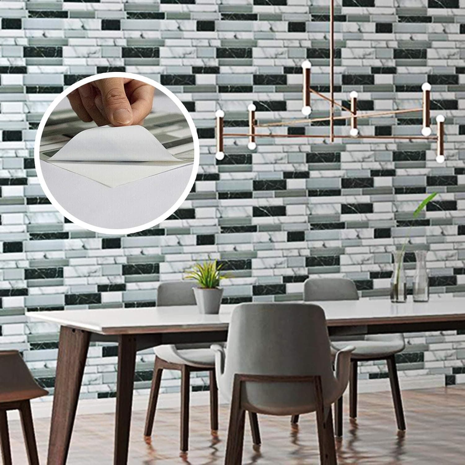 Aaronam 10-Sheet Peel and Stick Tile for Kitchen Backsplash, 12x12 inches, 1Sq.ft Backsplash Sticker Tiles, Simulate Tile Feel 3D Wallpaper for Bathroom