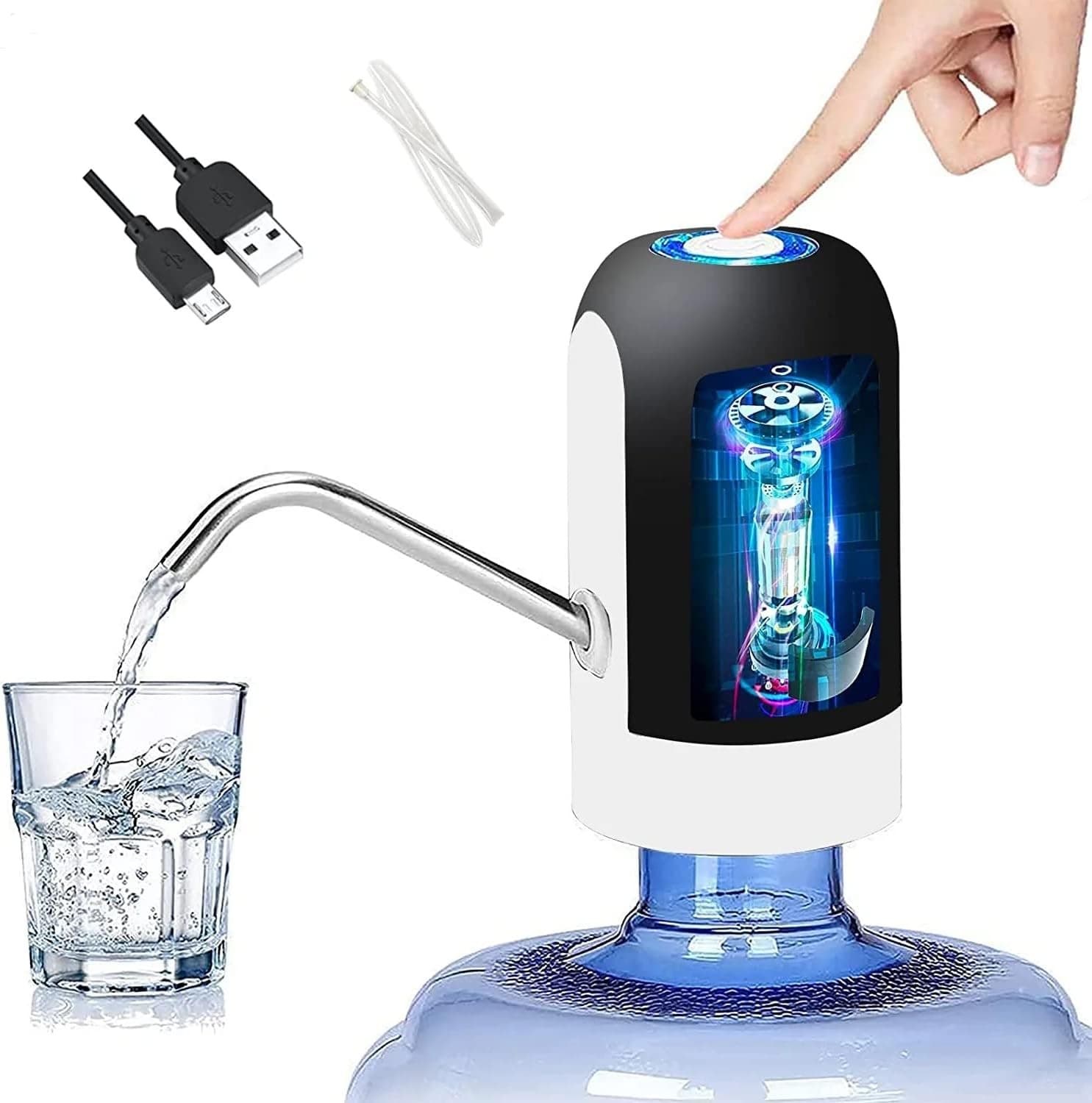 FOUNTA LIFE Electric Water Dispenser Pump - Food Grade Pump Pressurized for Easy Dispensing - Battery Powered Water Dispenser Compatible w/ 2-5 Gallon Water Bottles - Ideal for Home/Office/Camping Use