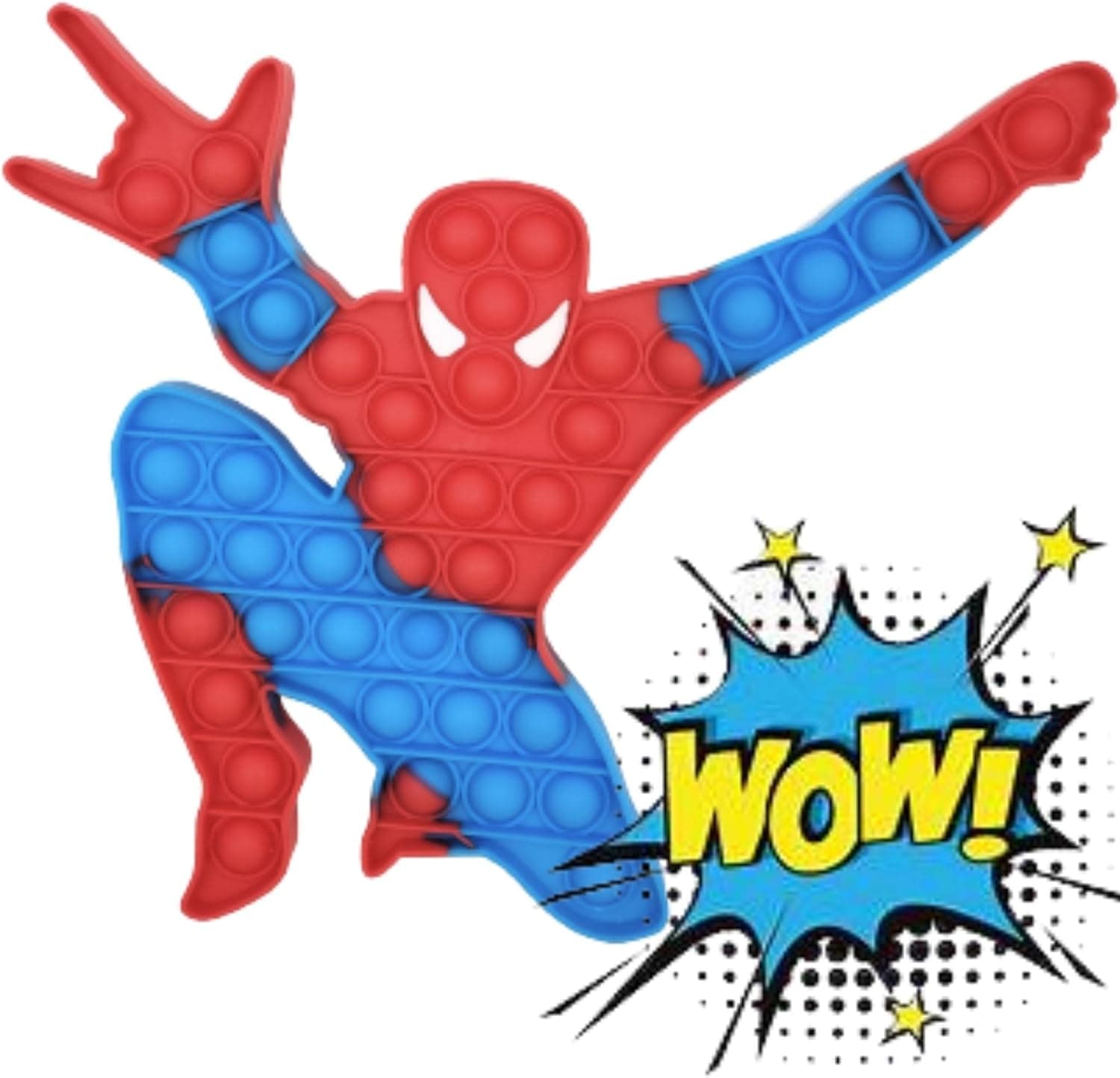 ALWAYS4FUN Big Size Spiderman Pop Bubble Fidget Toy-Silicon Pop it Toy Stress Reliever - Autism pop it Fidget Toy for Kids and Adults, Red, Blue