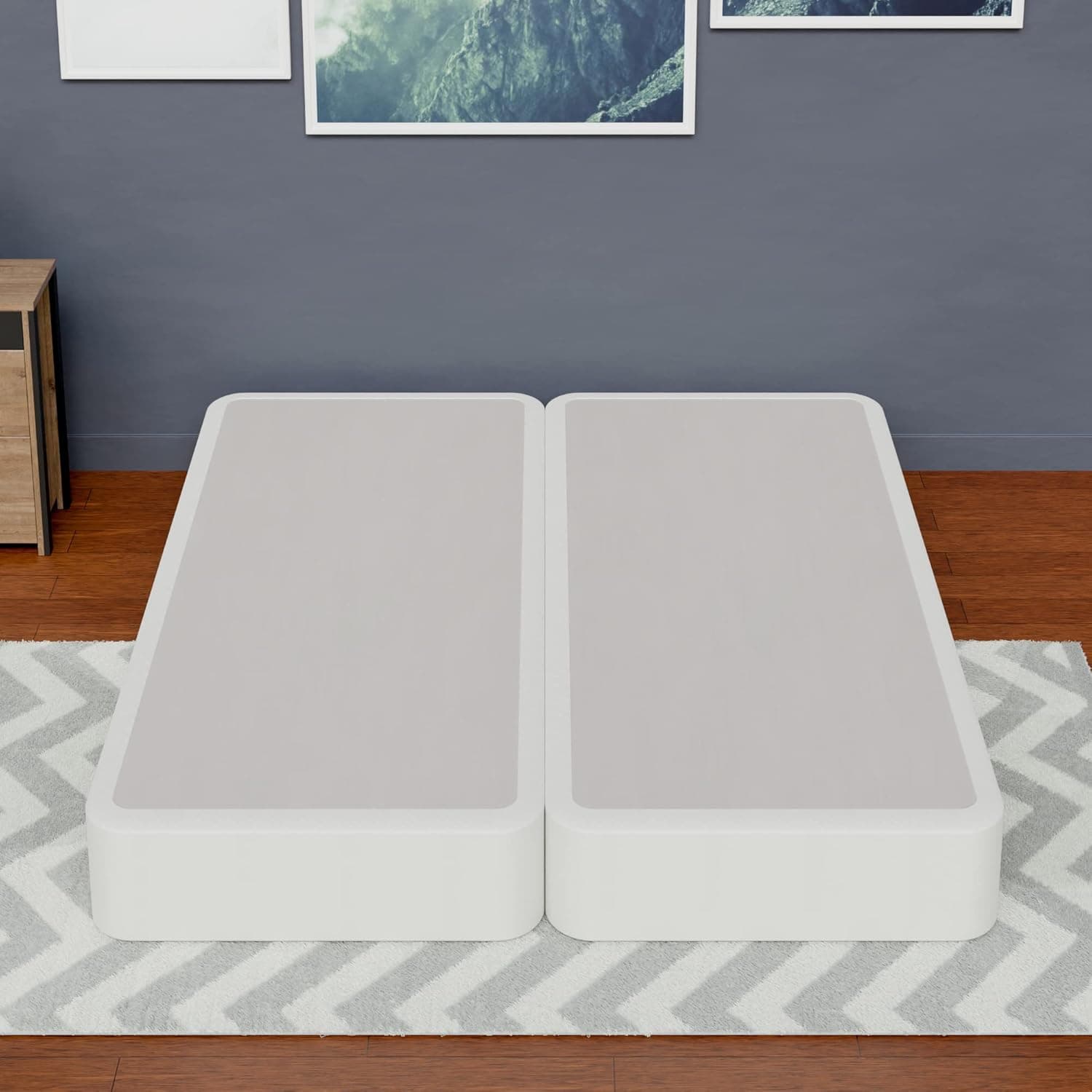 Spinal Solution 8” Fully Assembled High Profile Foundation, Durable Split Wood Traditional Wooden Frame, Sturdy Bedding Mattress Box Springs, King, White