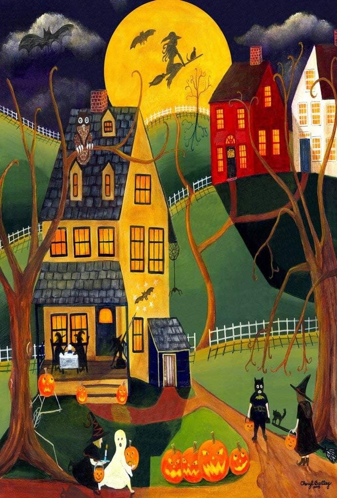 Mini Halloween Wooden Jigsaw Puzzle - Trick or Treat - 50 Pieces by Nautilus Puzzles. Made in USA.