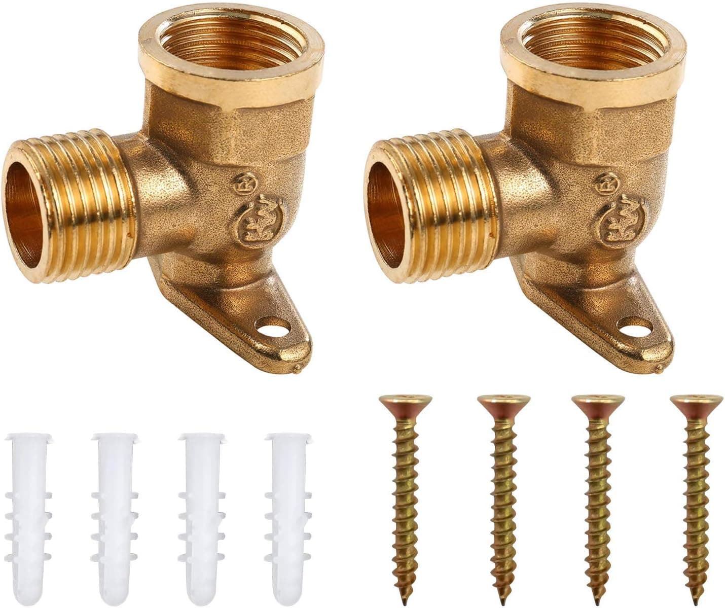 G1/2 Male x G1/2 Inch Female Straight Thread Brass Pipe Fittings 90 Degree Drop Ear Elbow 2 Pack Nominal Copper Pipe Threaded