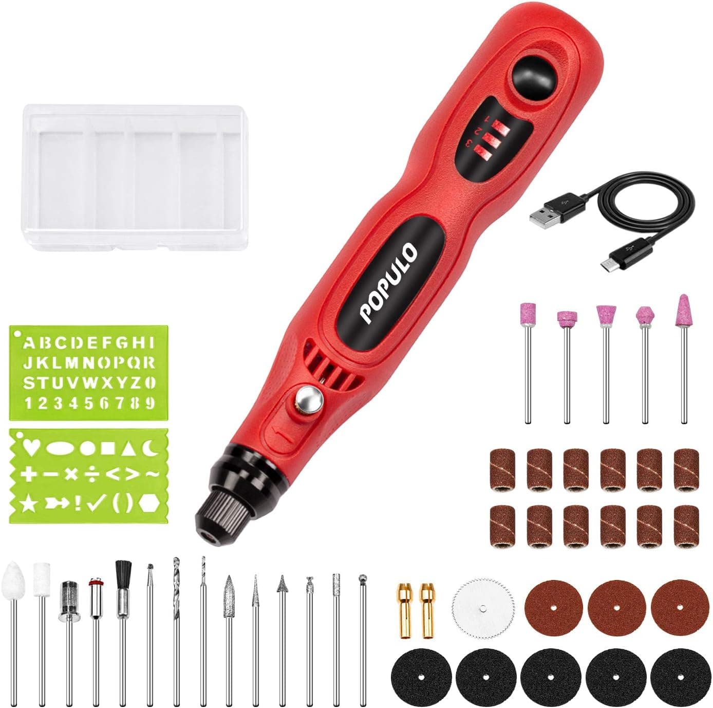 Cordless Rotary Tool Portable 4V Mini Rotary Tool with 46 Pieces Rotary Accessory Kit, 3-Speed and USB Charging Multi-Purpose Power Tool for Delicate & Used for Small Projects. Populo LRT-4